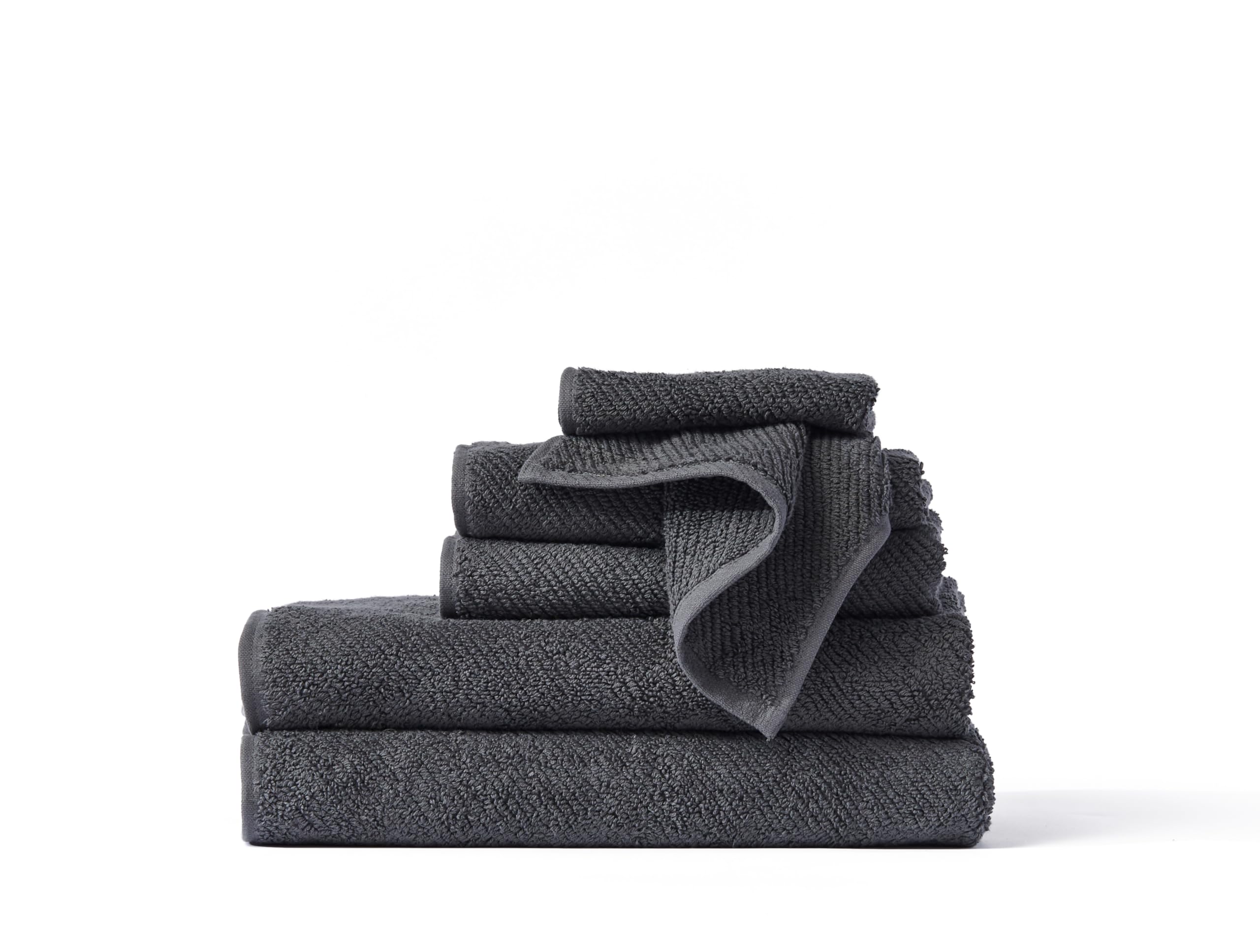 Coyuchi Air Weight Organic Cotton Towels Set of 6 - Ultra Soft Bath Towels for Spa, Gym & Beach - Shadow Color | Eco-Friendly Luxury Bath Linens
