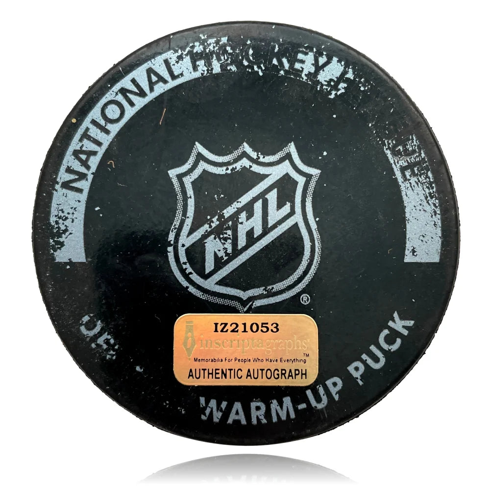 Logan Thompson Autographed Vegas Golden Knights Retro Hockey Puck - Glow in the Dark Collectible - Game Used 11/26/22 with COA IGM - Perfect for NHL Fans, Sports Memorabilia Collectors & Home Decor