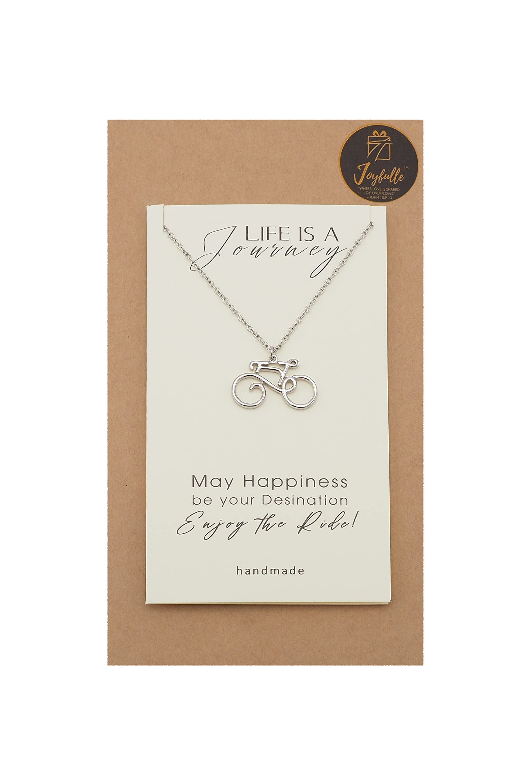 Joyfulle Handmade Bicycle Pendant Necklace for Women - Inspirational Jewelry Gift with Greeting Card - Perfect for Birthday, Anniversary & Graduation - Cycling Enthusiast Gift Idea