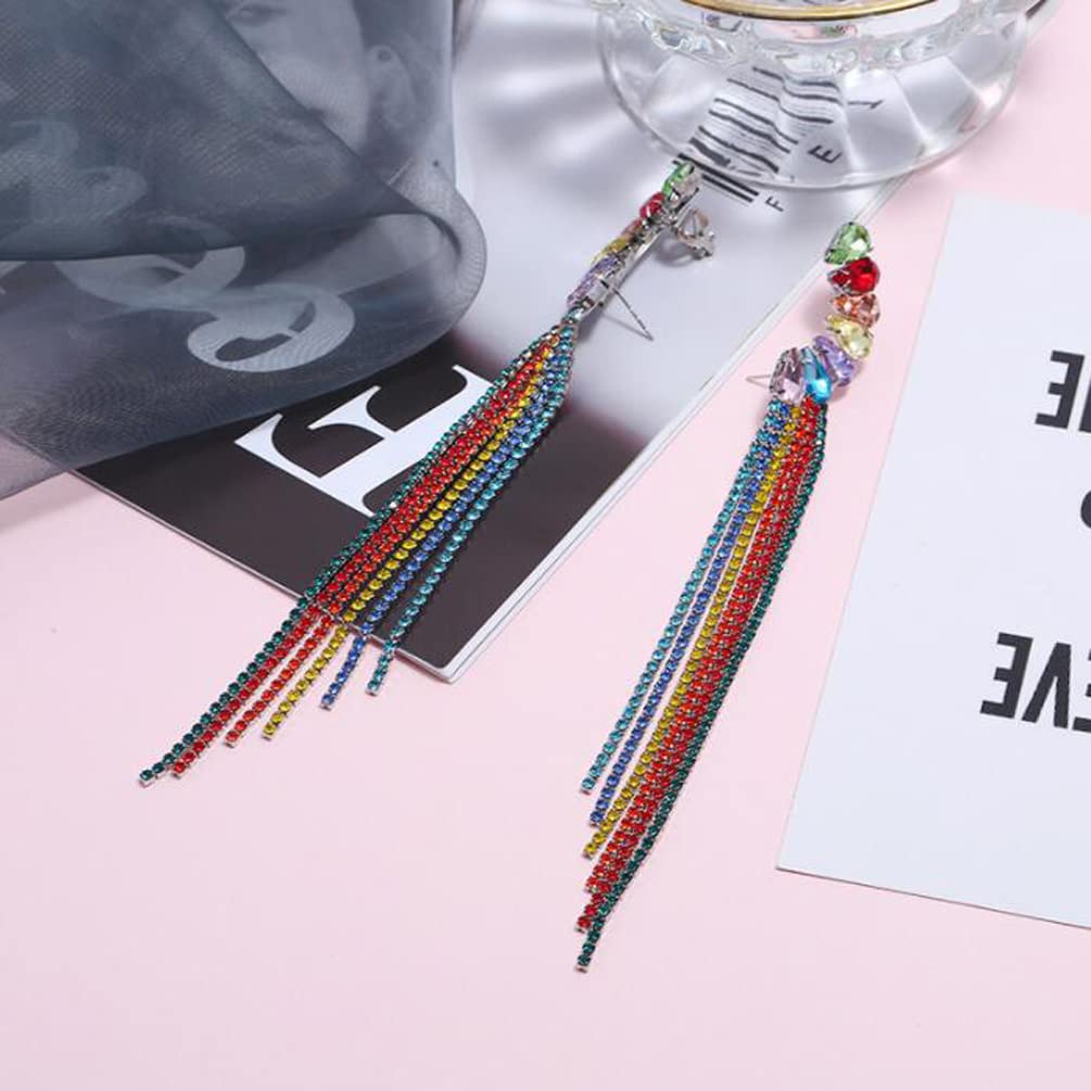 Fashionable Crystal Tassel Drop Earrings for Women - Elegant Claw Chain Long Dangle Earrings | Perfect for Parties, Weddings & Date Nights