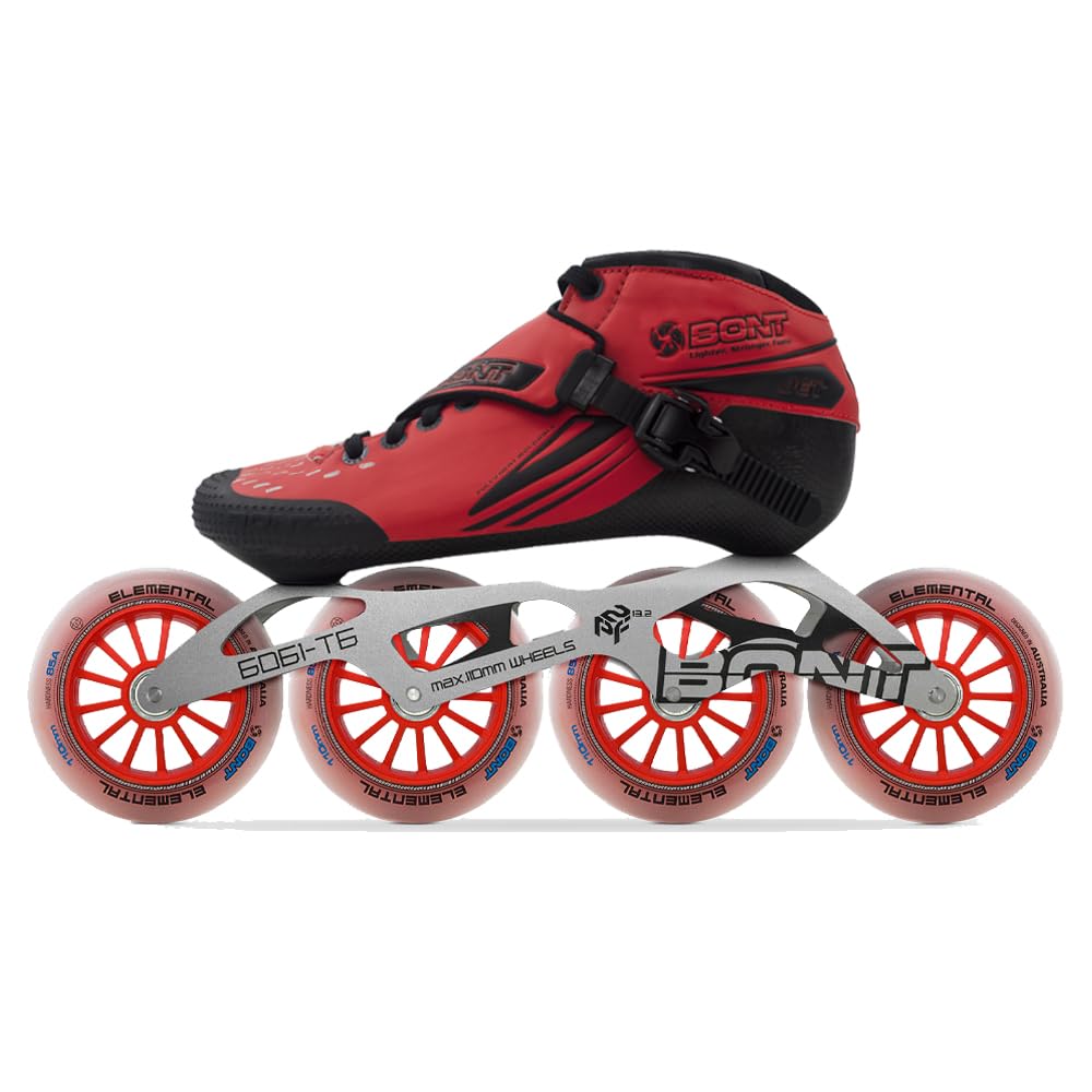 Bont Jet Inline Speed Skates - Vegan Heat Moldable Carbon Fiber Racing Skates with Elemental Wheels & ABEC7 Bearings for Professional Speed Skating & Competitive Roller Derby