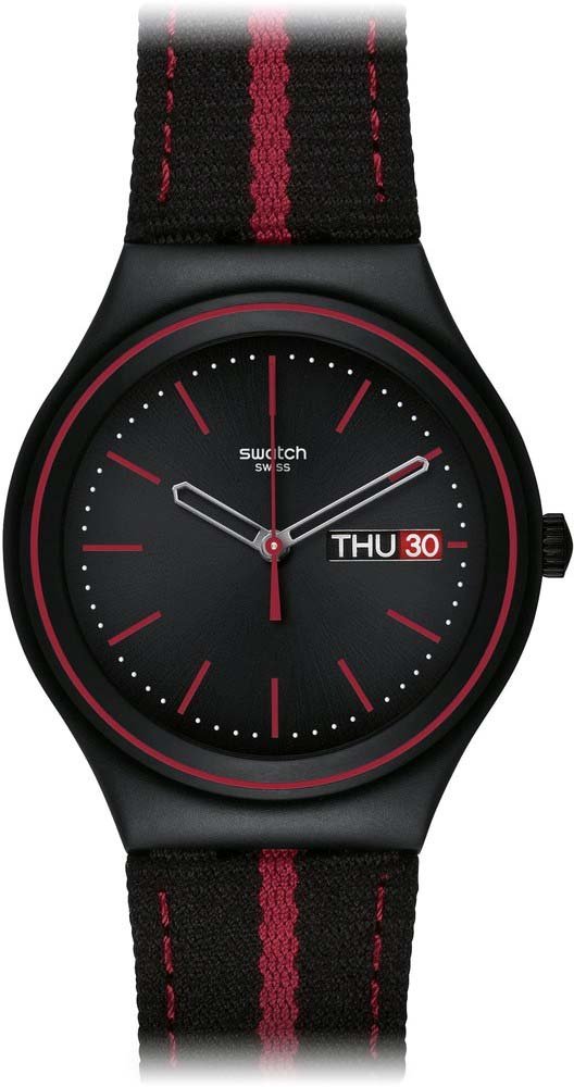 Swatch Prince Of Red Stripe Women's Watch - Stylish Swiss Timepiece for Everyday Wear, Office & Casual Outfits