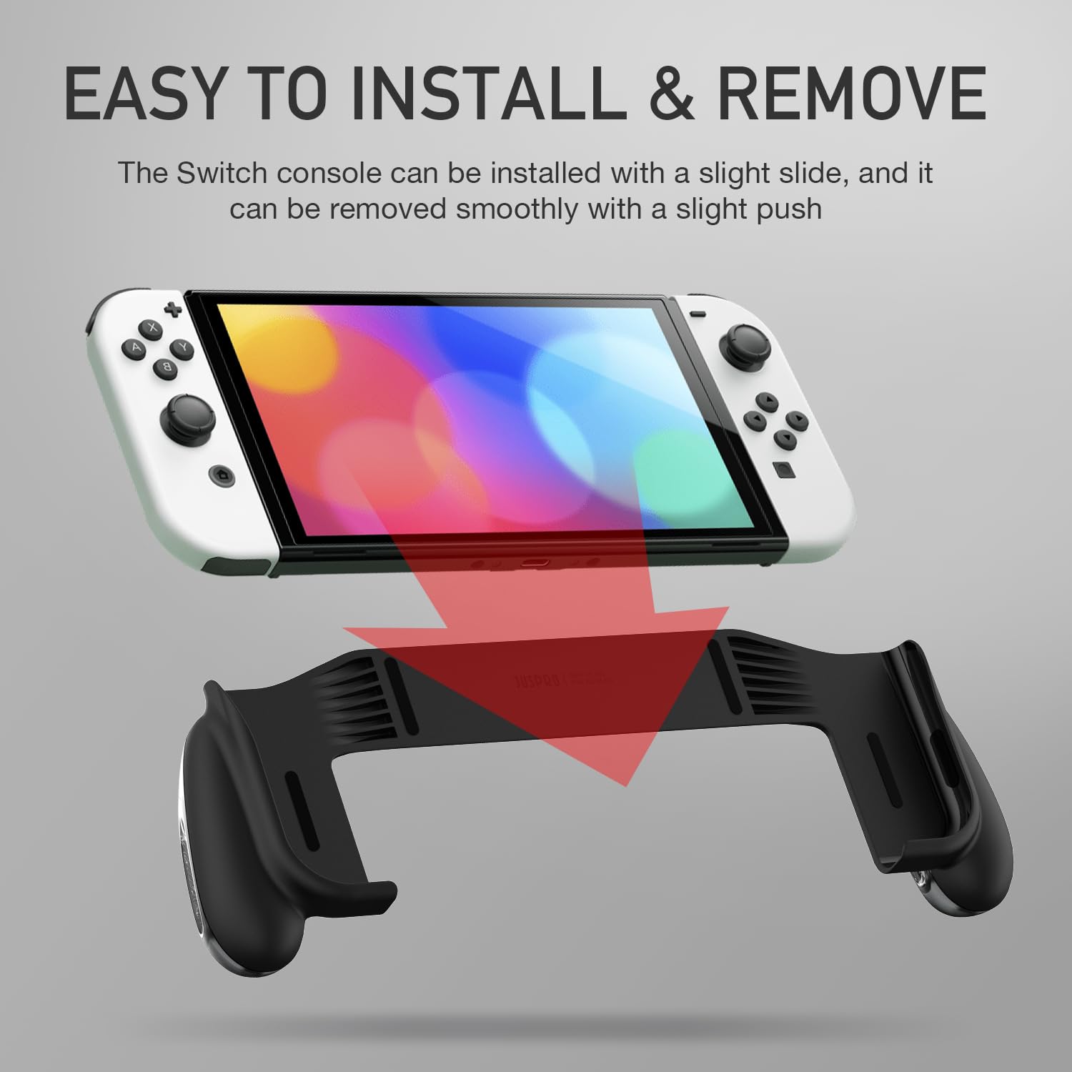 Ergonomic Grip Case for Nintendo Switch OLED - Comfortable Handheld Controller with 5 Game Card Slots | Perfect for Gaming on the Go, Travel & Long Play Sessions