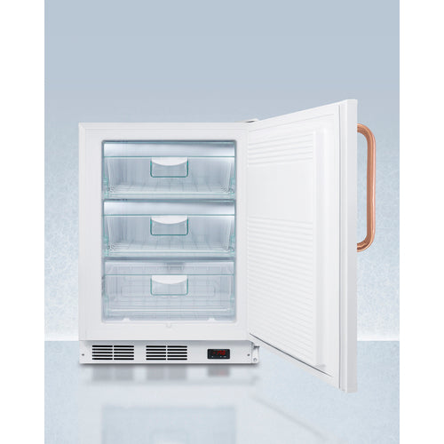 Accucold 24 Inch ADA Compliant Built-In All Freezer with Antimicrobial Pure Copper Handle - Perfect for Restaurants, Commercial Kitchens & ADA Accessible Spaces