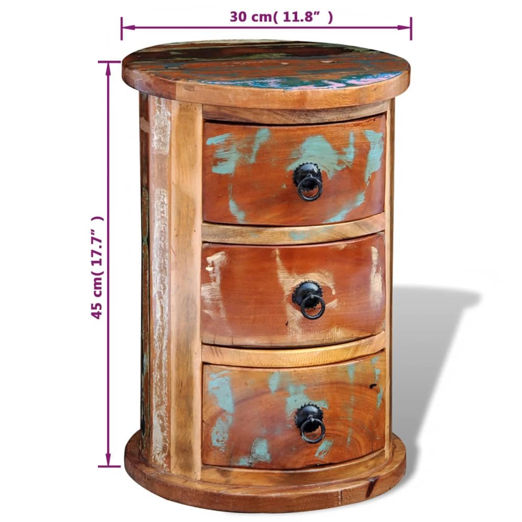 vidaXL Solid Reclaimed Wood Storage Cabinet with 3 Drawers - Handmade Rustic Retro Style for Bedroom, Living Room & Office Organization