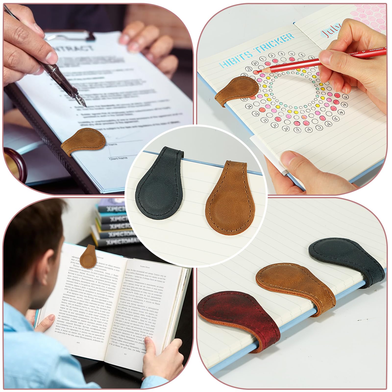 Magnetic Leather Bookmarks for Women & Kids - Elegant Reading Accessories for Book Lovers, Perfect Gifts for Friends & Family - Ideal for Home, Office & Travel Use