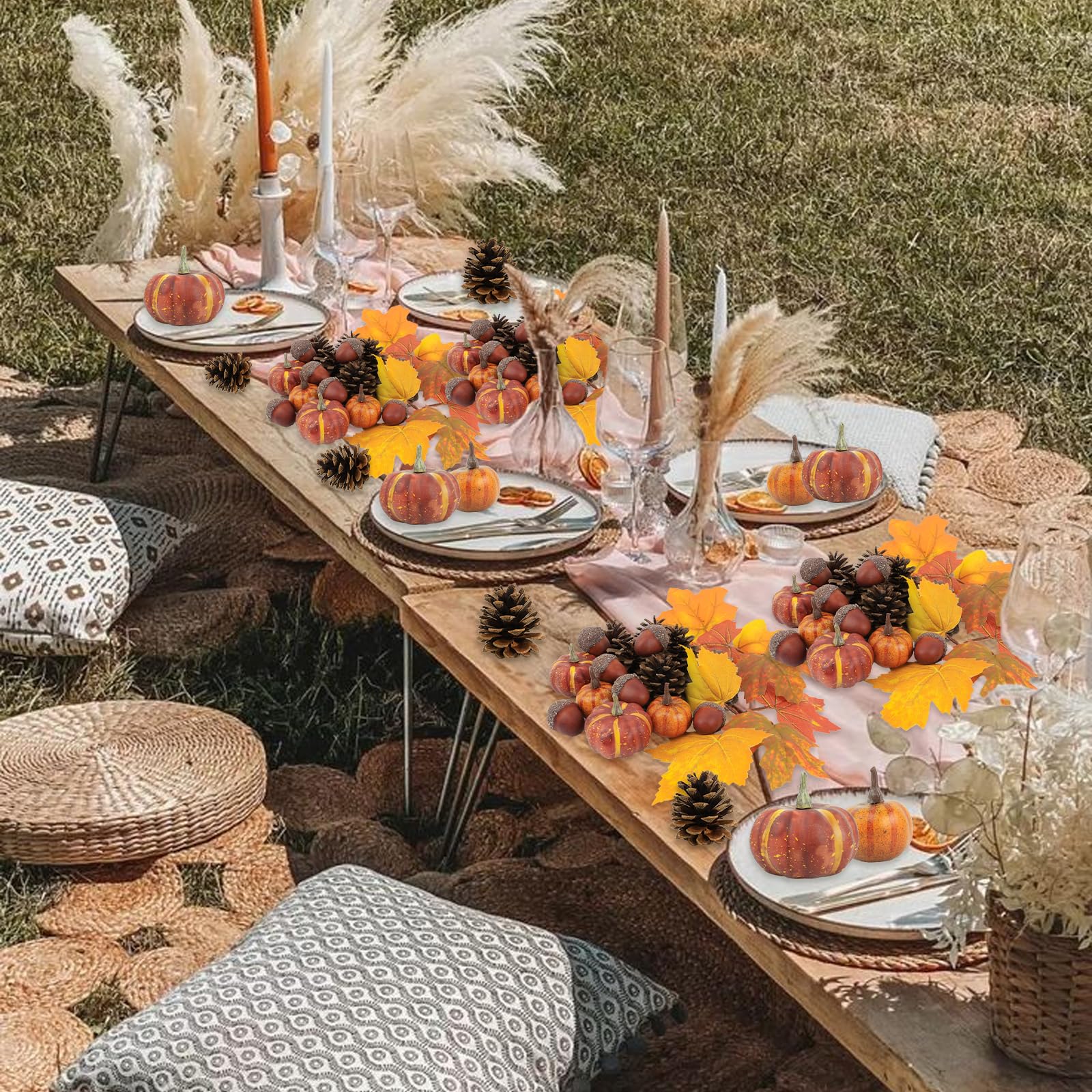 20-Piece Artificial Pumpkin Decor Kit - Fall & Thanksgiving Table Decorations for Home, Seasonal Holiday Fake Pumpkins - Perfect for Dining Table Centerpieces, Porch Displays & Autumn Party Decor