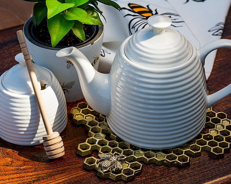 Beehive Teapot - Handmade Ceramic Honeycomb Design Tea Pot with Infuser, Perfect for Loose Leaf Tea, Herbal Tea & Gift Giving - Ideal for Home, Office & Tea Parties