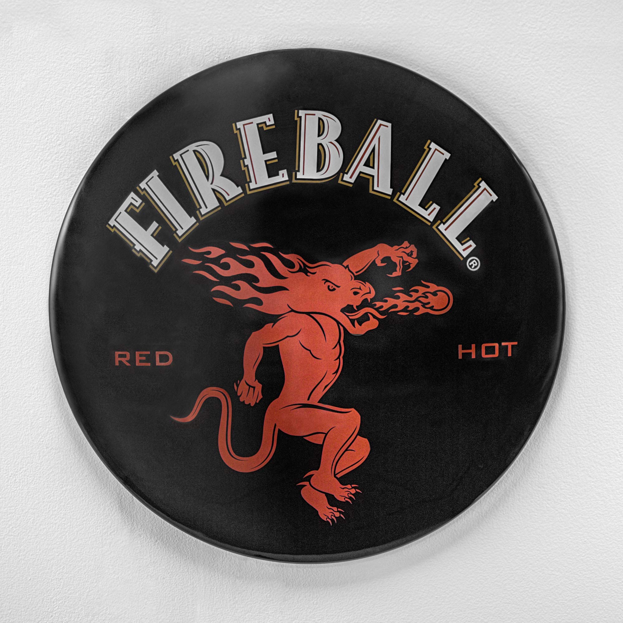 Retro Dome Metal Wall Art - Fireball Whiskey Sign for Bar, Man Cave & Home Decor