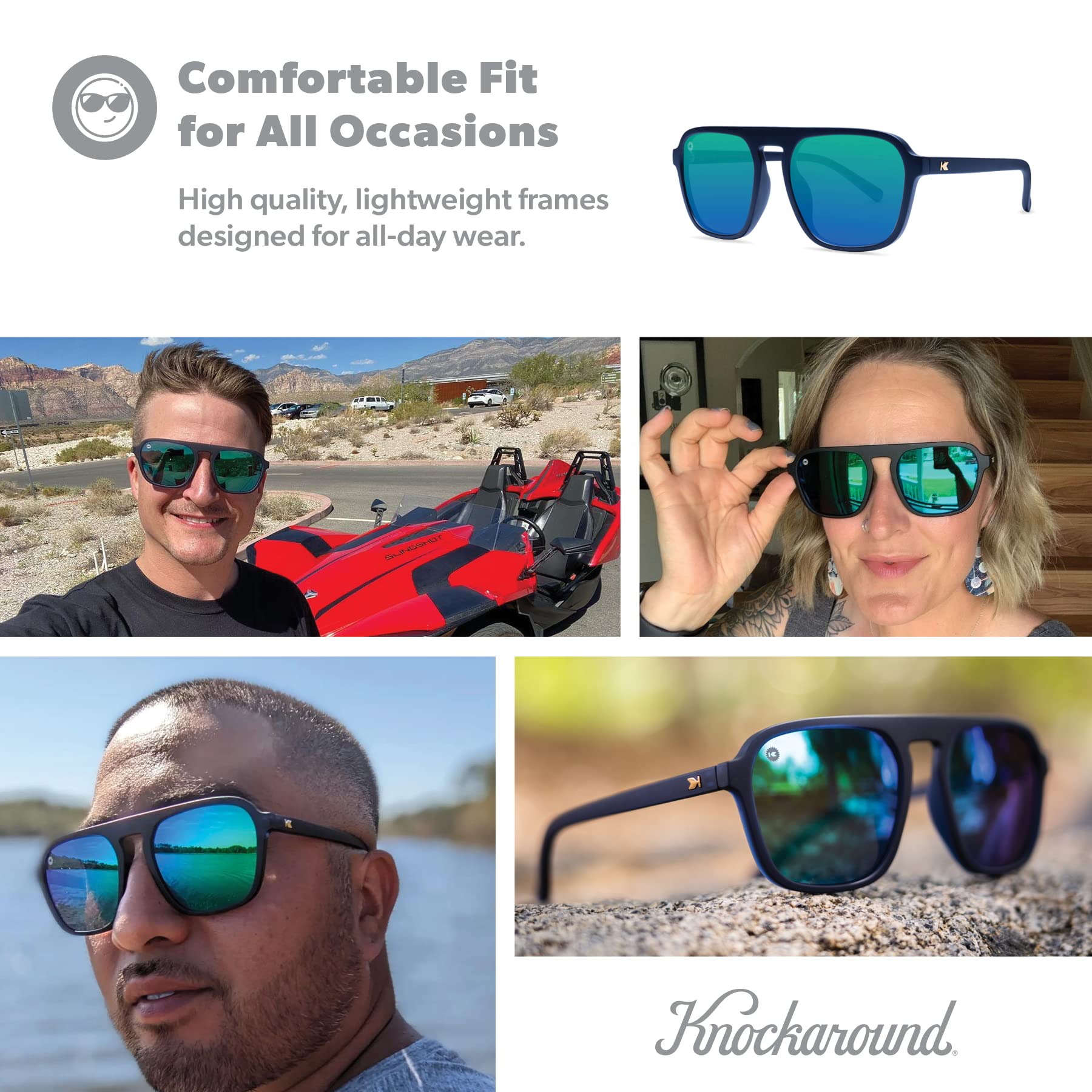 Knockaround Pacific Palisades Polarized Sunglasses for Men & Women - UV400 Protection, Classic Aviator Style - Perfect for Beach, Driving & Outdoor Activities