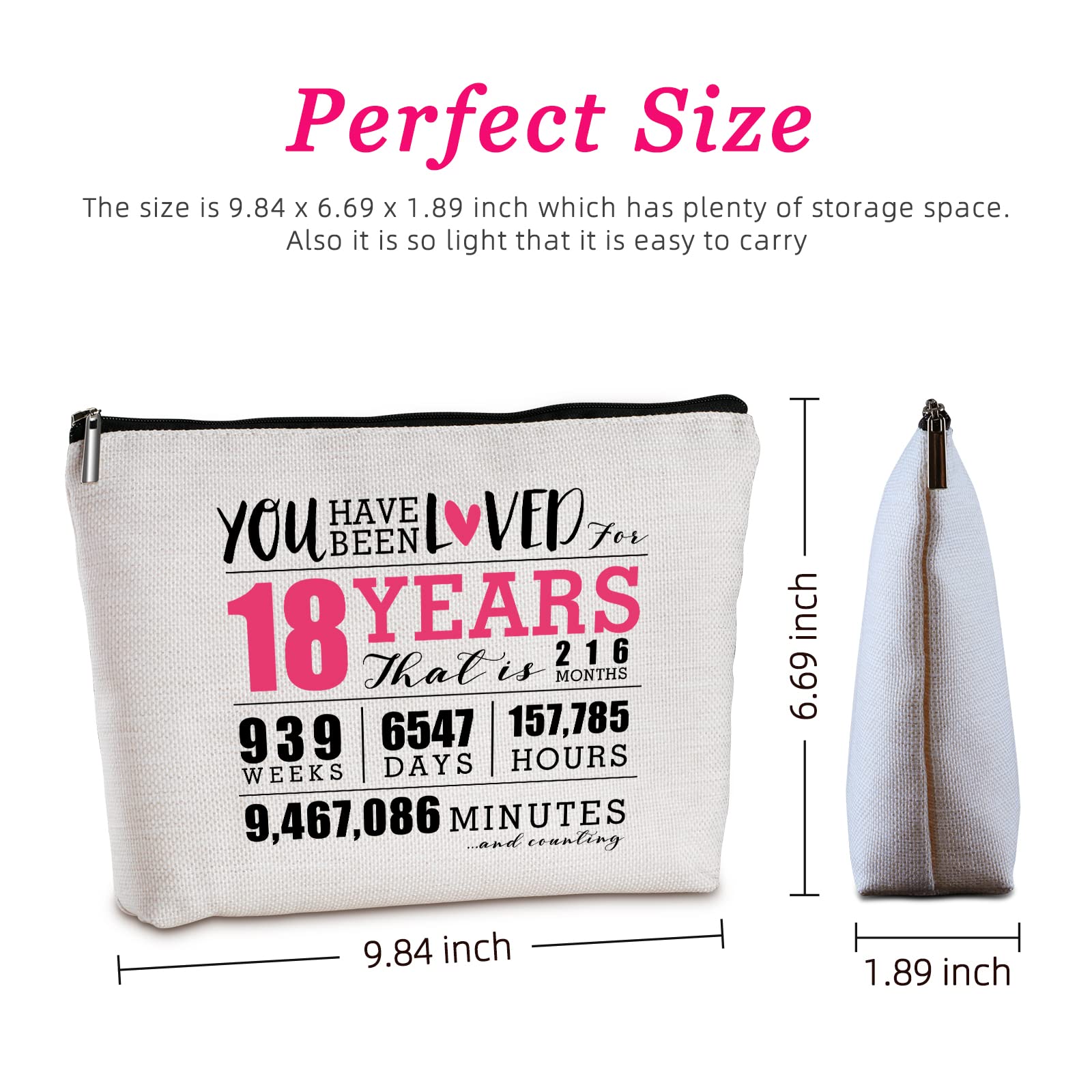 18th Birthday Gifts for Her - Travel Makeup Bag for Women | 18 Years Old Birthday Gift Ideas for Sister, Bestie, Daughter, Niece & Granddaughter | Perfect for Travel, Vacation & Daily Makeup Organization