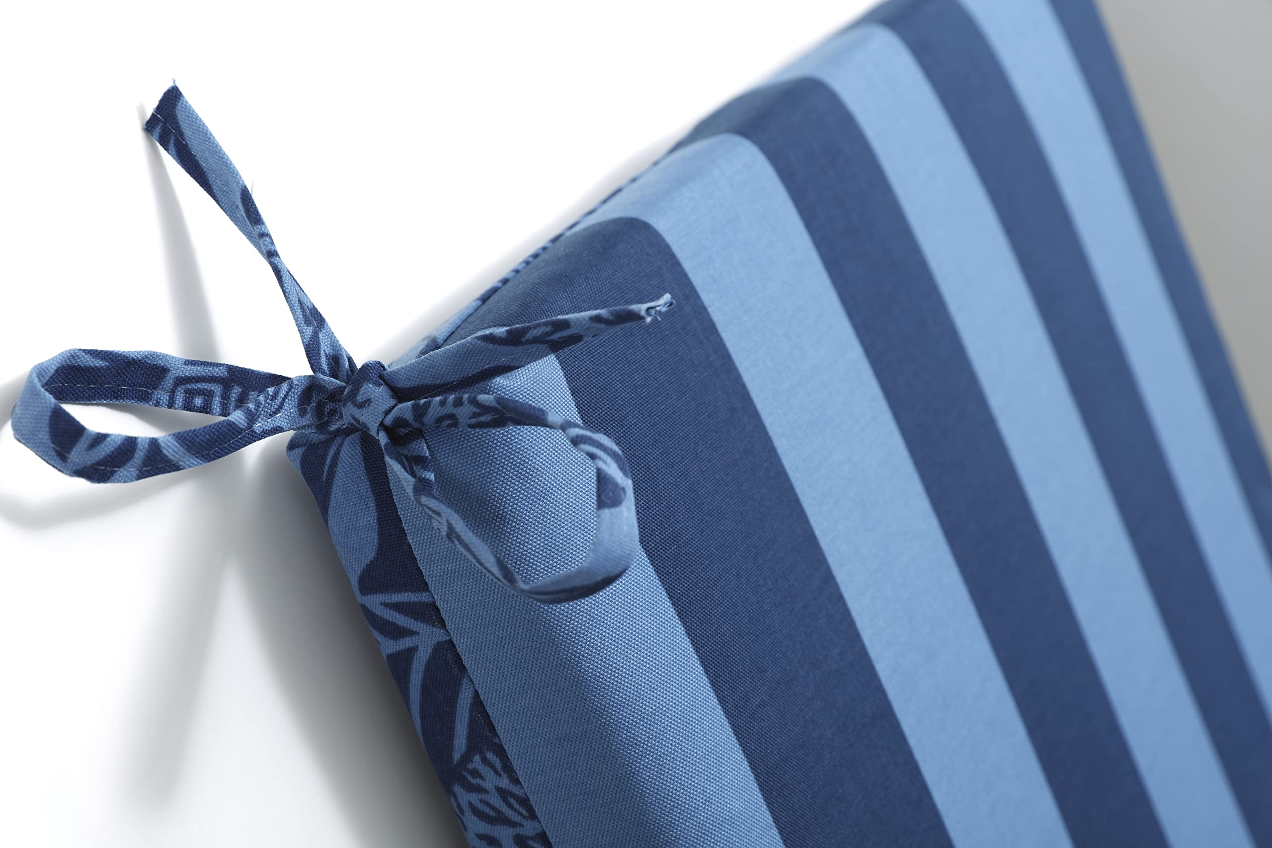 Reversible Botanical Stripe Indoor/Outdoor Chaise Lounge Cushion with Ties - Plush Fiber Fill, Weather & Fade Resistant - 80
