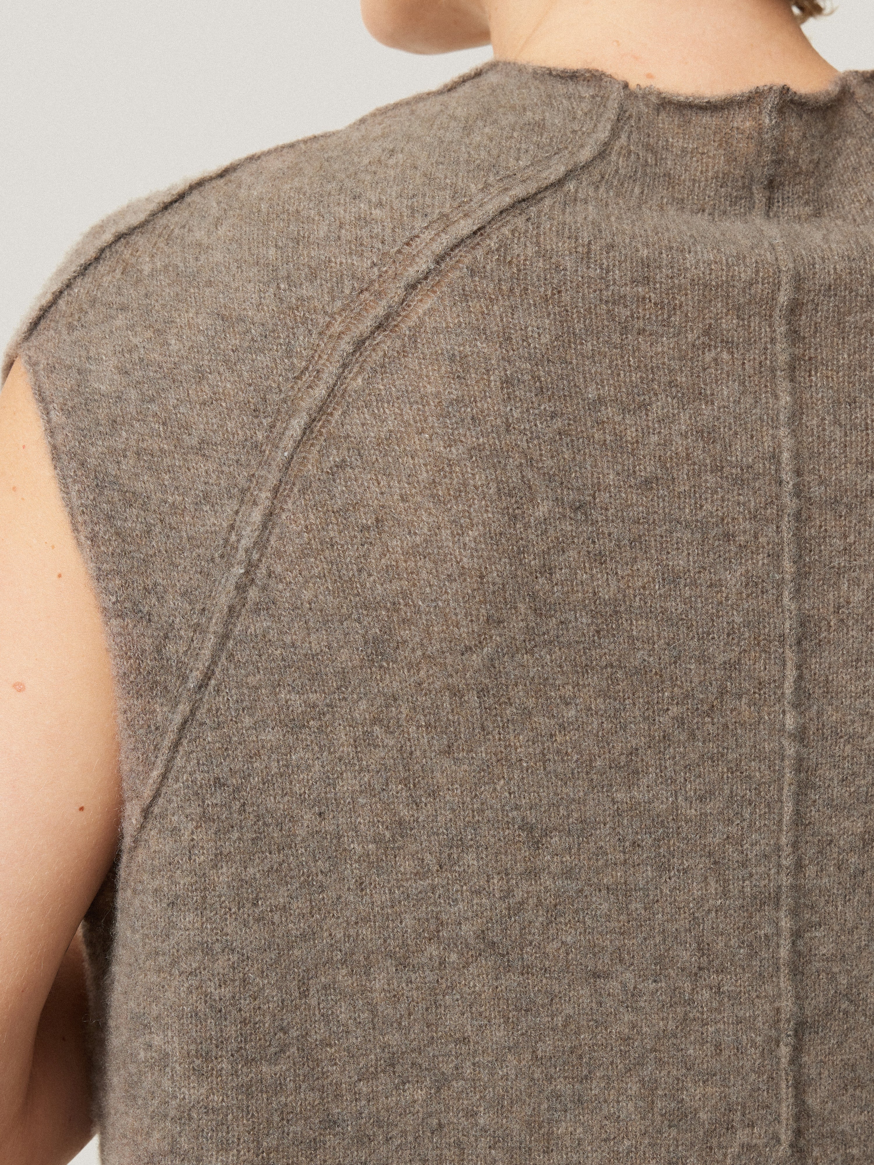 Cloud Cashmere Cap Sleeve Top for Women | Soft Taupe Knit Shirt | Perfect for Office Wear & Casual Outfits