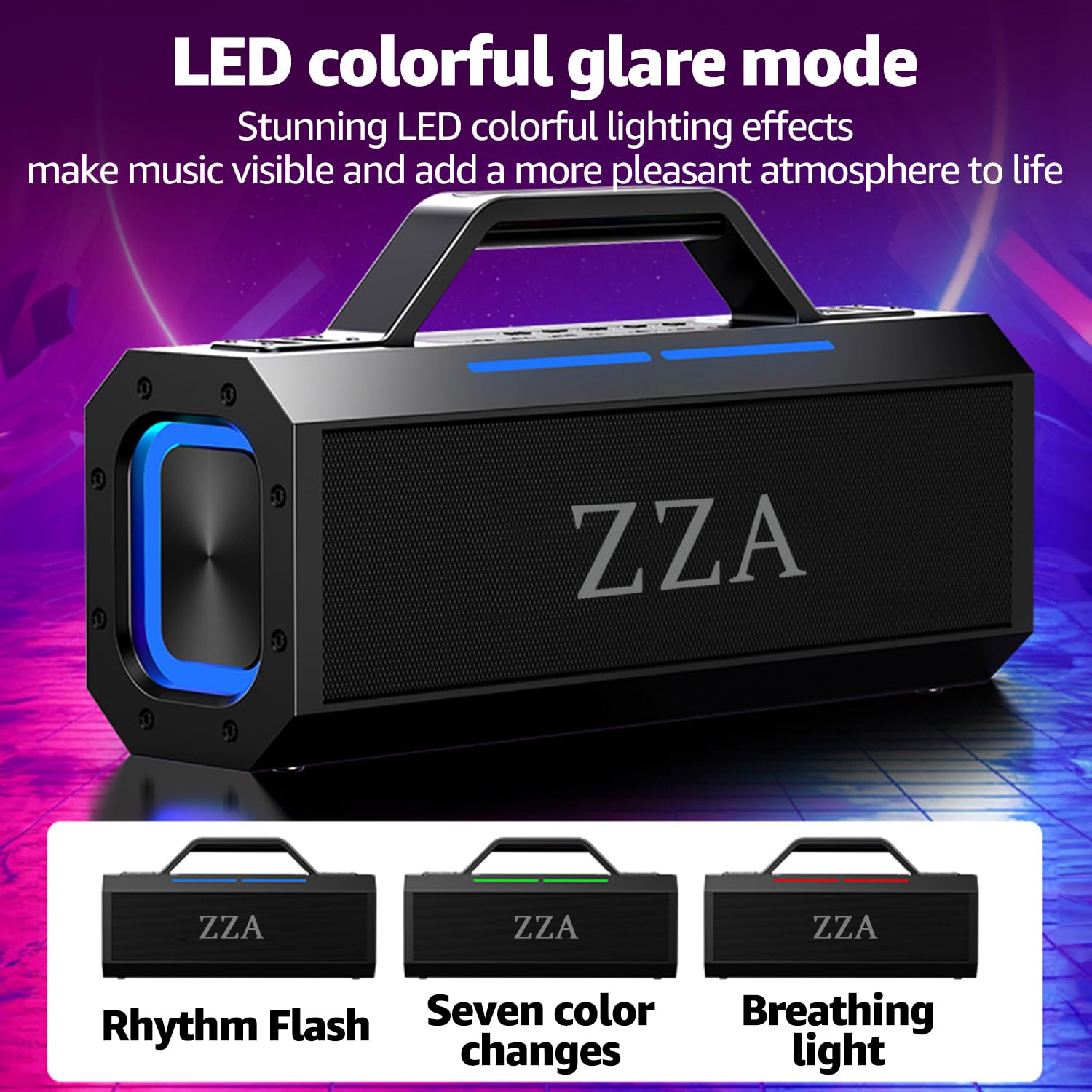 60W Portable Bluetooth Speaker with Deep Bass & Subwoofer - 18000mAh Power Bank, IPX6 Waterproof, 3 Lighting Modes, 100dB Loud Wireless Outdoor Speaker for Camping, Beach, Party, Garage & Home Use