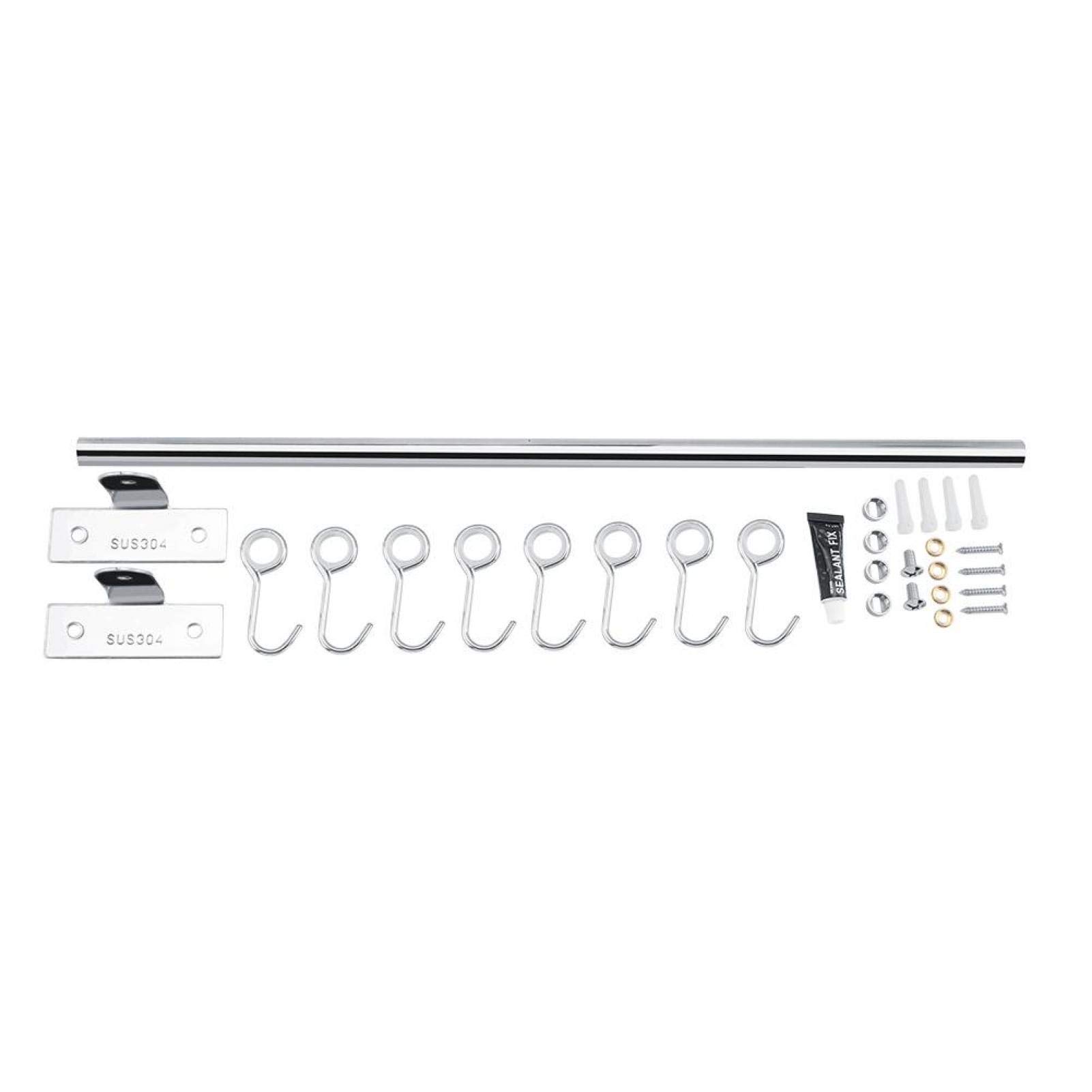 Universal Stainless Steel Coat Rack - 8 Hooks for Kitchen & Bathroom Organization