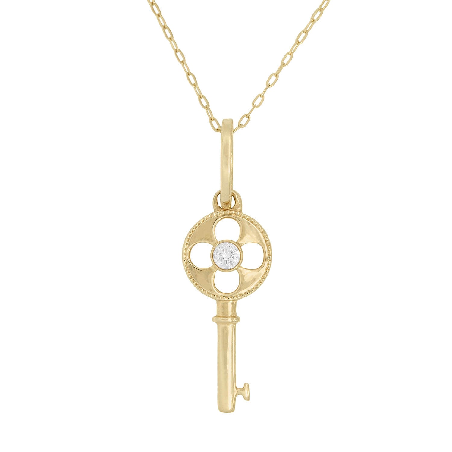 14k Gold Diamond Four Leaf Clover Pendant Necklace - Elegant Jewelry Gift for Women, Perfect for St. Patrick's Day, Anniversaries & Special Occasions