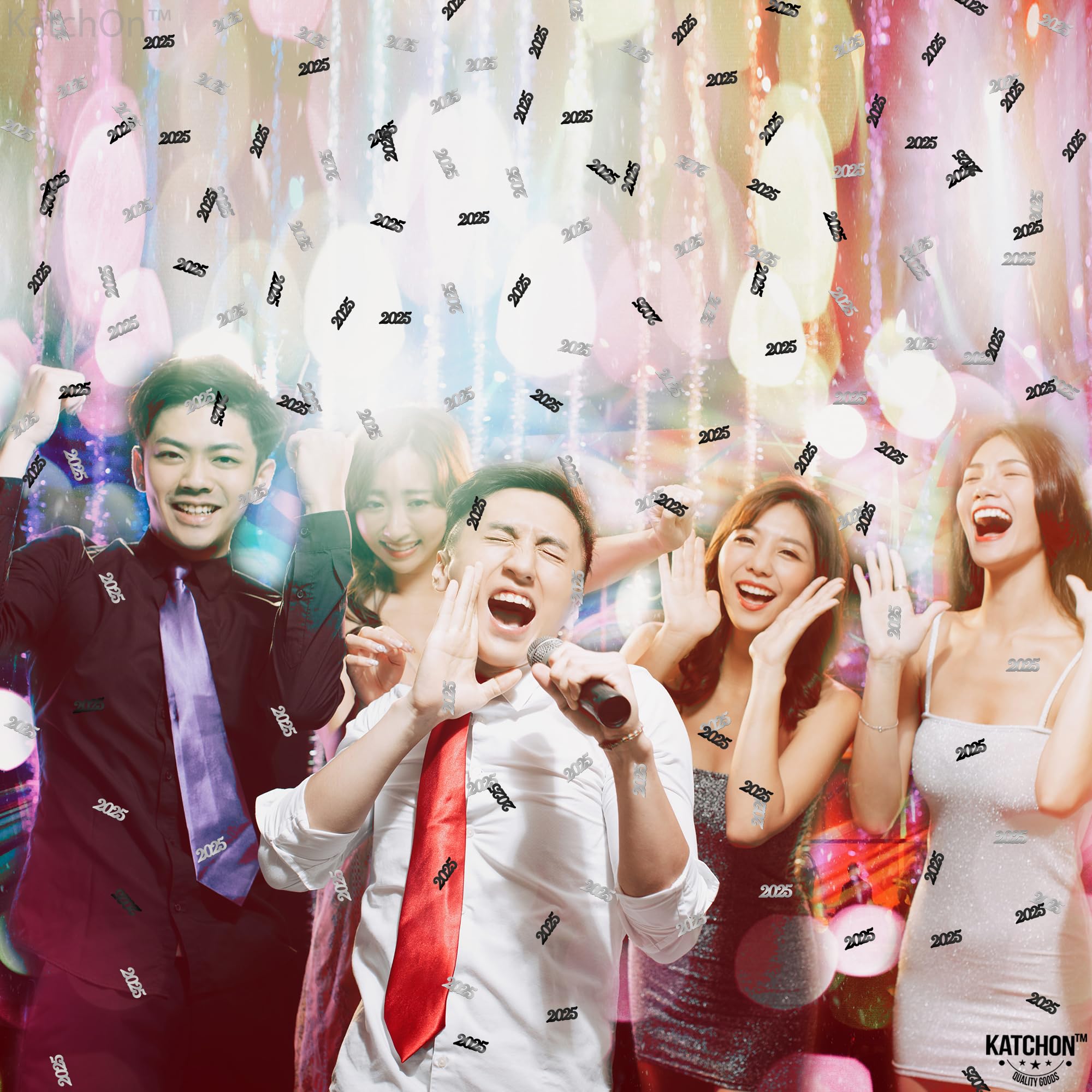 KatchOn 2025 Black and Silver Graduation Confetti - Pack of 500 | Premium Graduation Party Decorations for Tables, Photo Booths & Celebrations | Class of 2025 Party Supplies