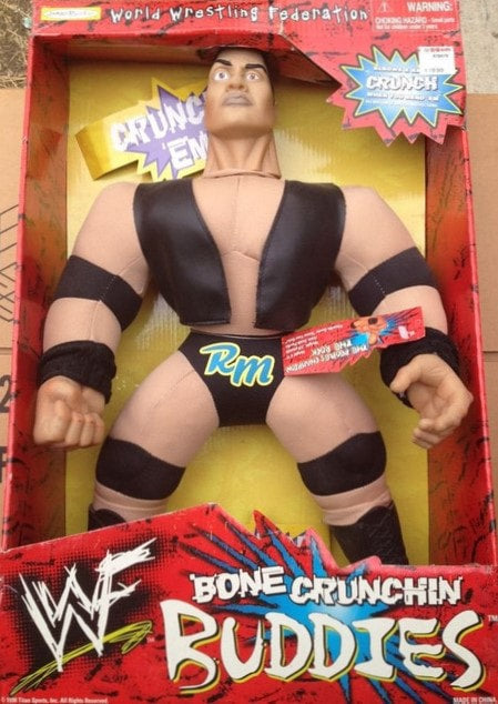 Vintage 1999 WWF Jakks Pacific Bone Crunchin' Buddies Series 2 Rocky Maivia Action Figure - Collectible Wrestling Toy for Fans & Nostalgic Gift for Wrestling Enthusiasts - Perfect for Display, Play, and WWE Memorabilia Collection