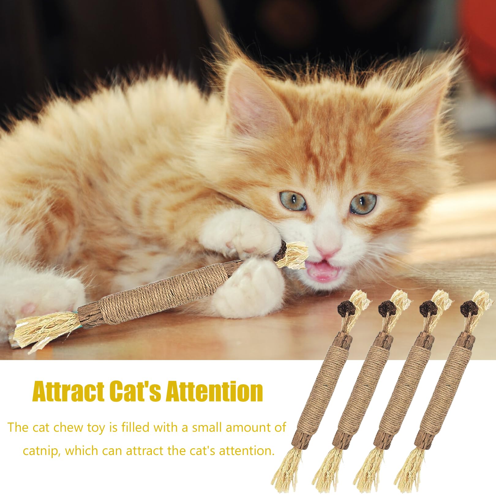 6 Pack Natural Silvervine Sticks for Kittens - Cat Teething Toys, Dental Chew Sticks for Teeth Cleaning, Catnip Chew Toys for Indoor Cats - Helps with Teething, Stress Relief & Oral Health (Great for Kittens & Adult Cats)
