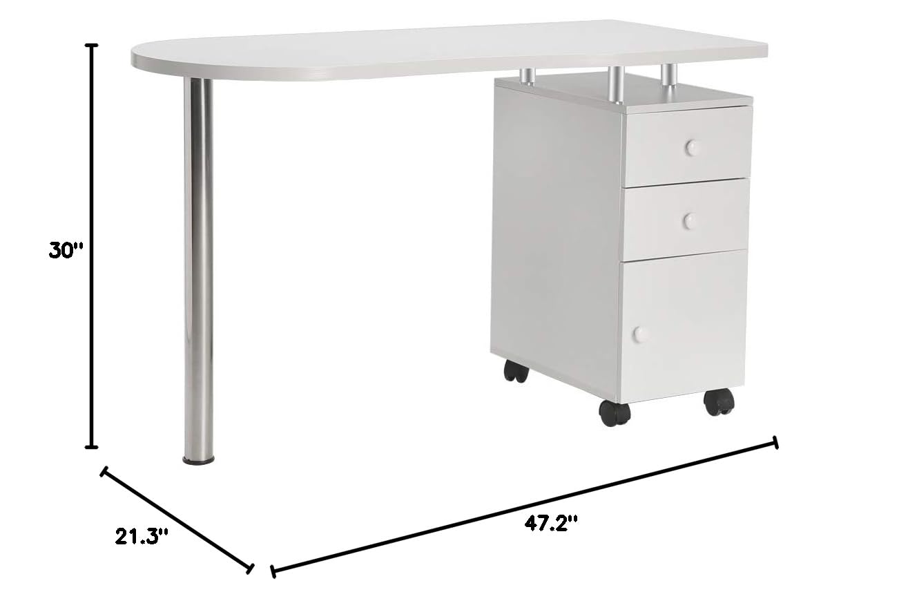 Professional Nail Table Manicure Table for Salon & Home Use - White Beauty Nail Desk Workstation with Storage Drawer | Perfect for Manicurists, Nail Techs & DIY Nail Care