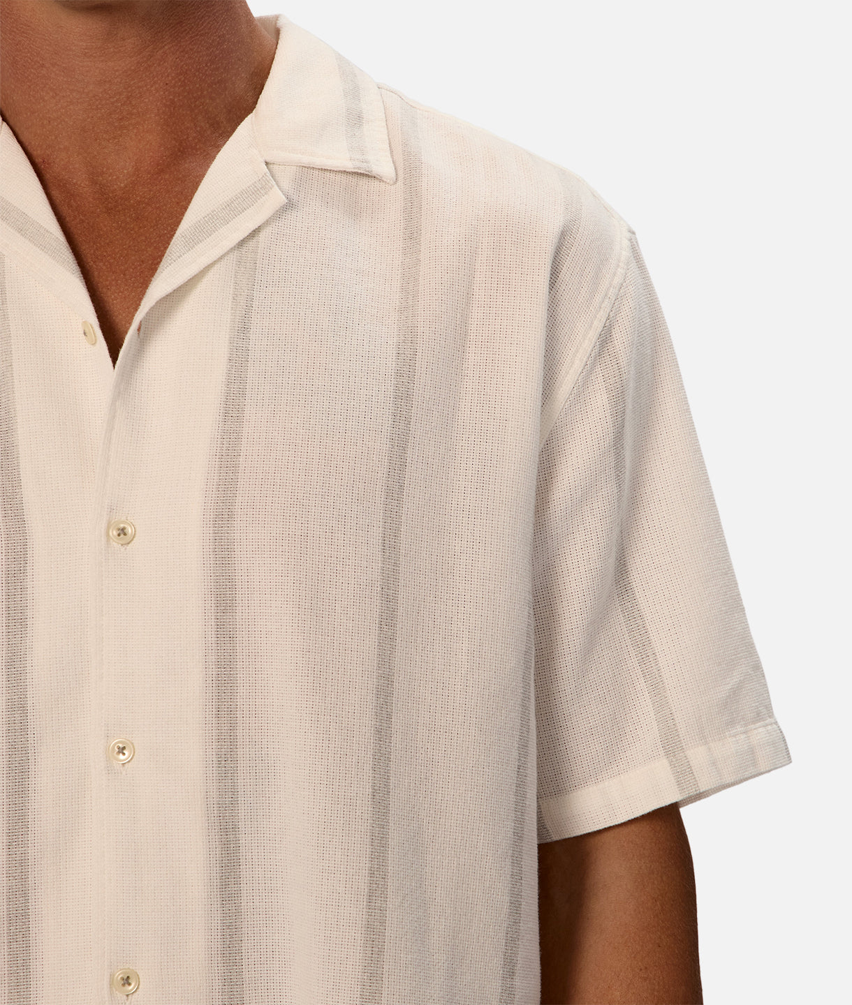 Cassiano Short Sleeve Shirt for Men - Premium Cotton Blend Off White & Grey Casual Shirt - Perfect for Summer Outfits, Beach Wear & Office Casual Style