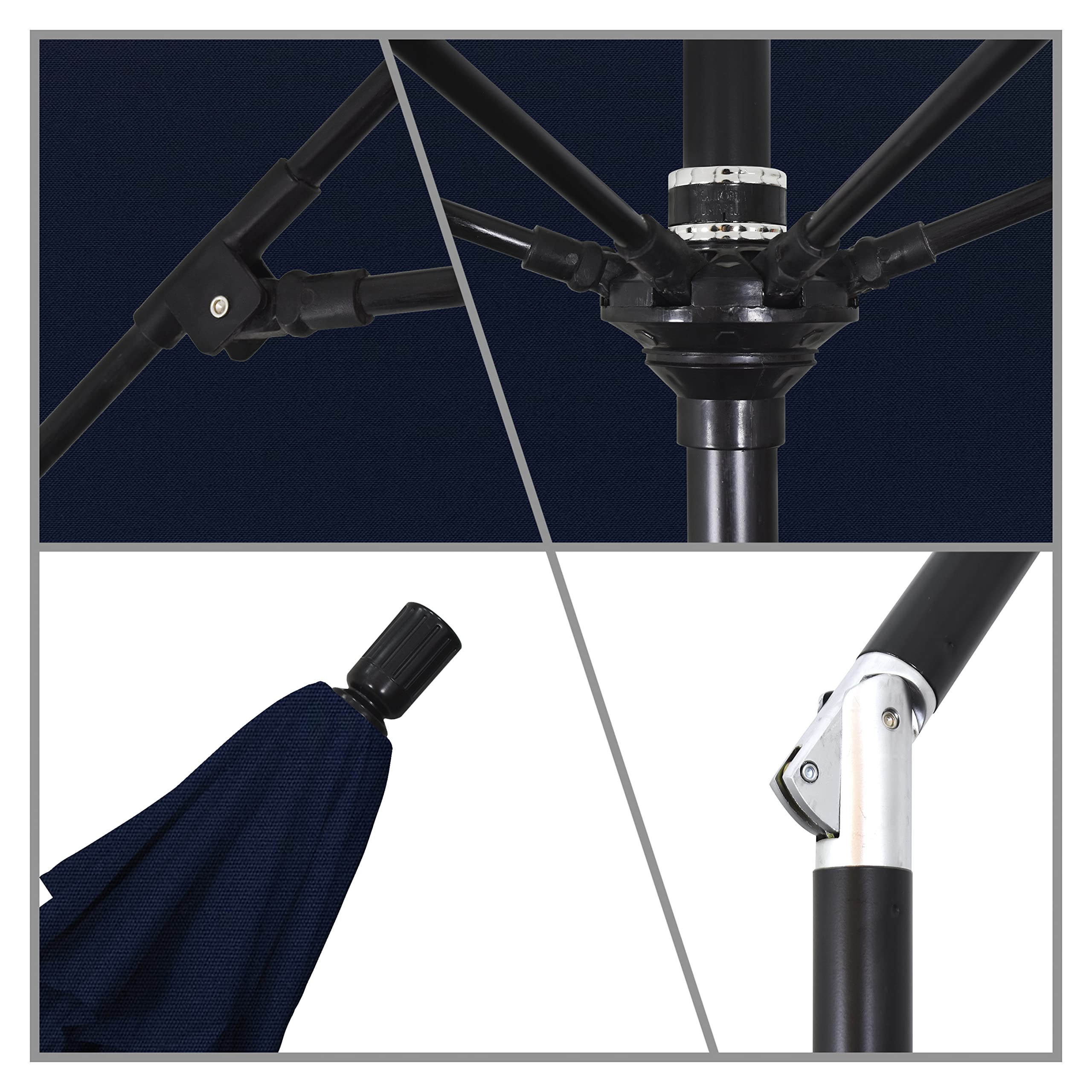 California Umbrella GSCUF908705-SA39 9-Foot Round Patio Umbrella with Aluminum Pole & Fiberglass Ribs - Navy Blue - Perfect for Outdoor Dining, Poolside Lounging, and Backyard Shade