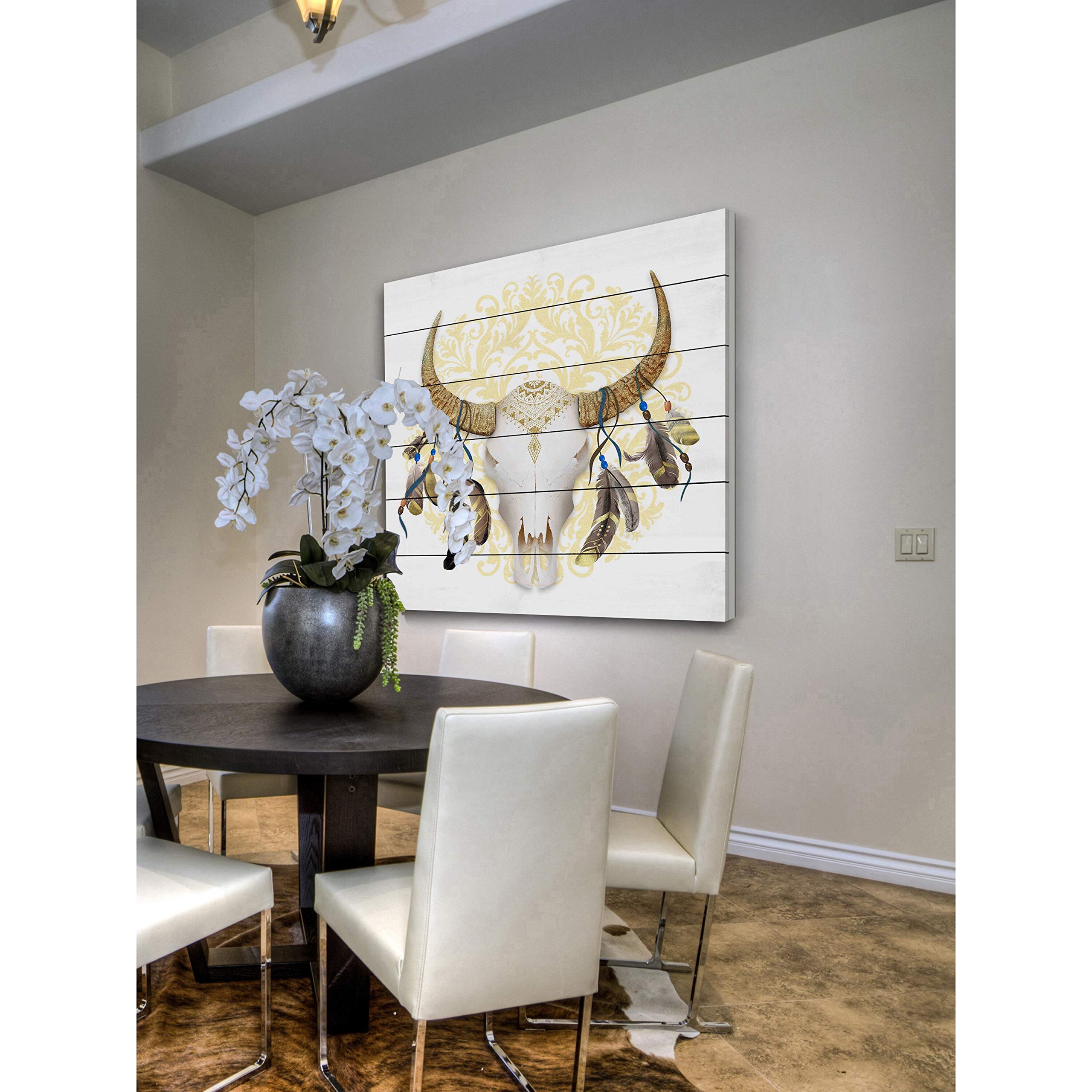 Premium 'Dangling Feathers II' Art Print by Marmont Hill - Framed White Wood Wall Decor for Living Room, Bedroom & Office