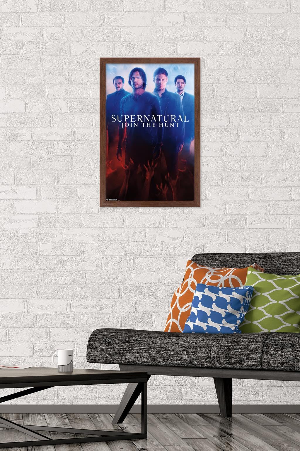 Supernatural Demons Wall Poster - 14.725 x 22.375 Inches Mahogany Framed Art Print - Perfect for Horror Fans, Gothic Home Decor & TV Show Memorabilia
