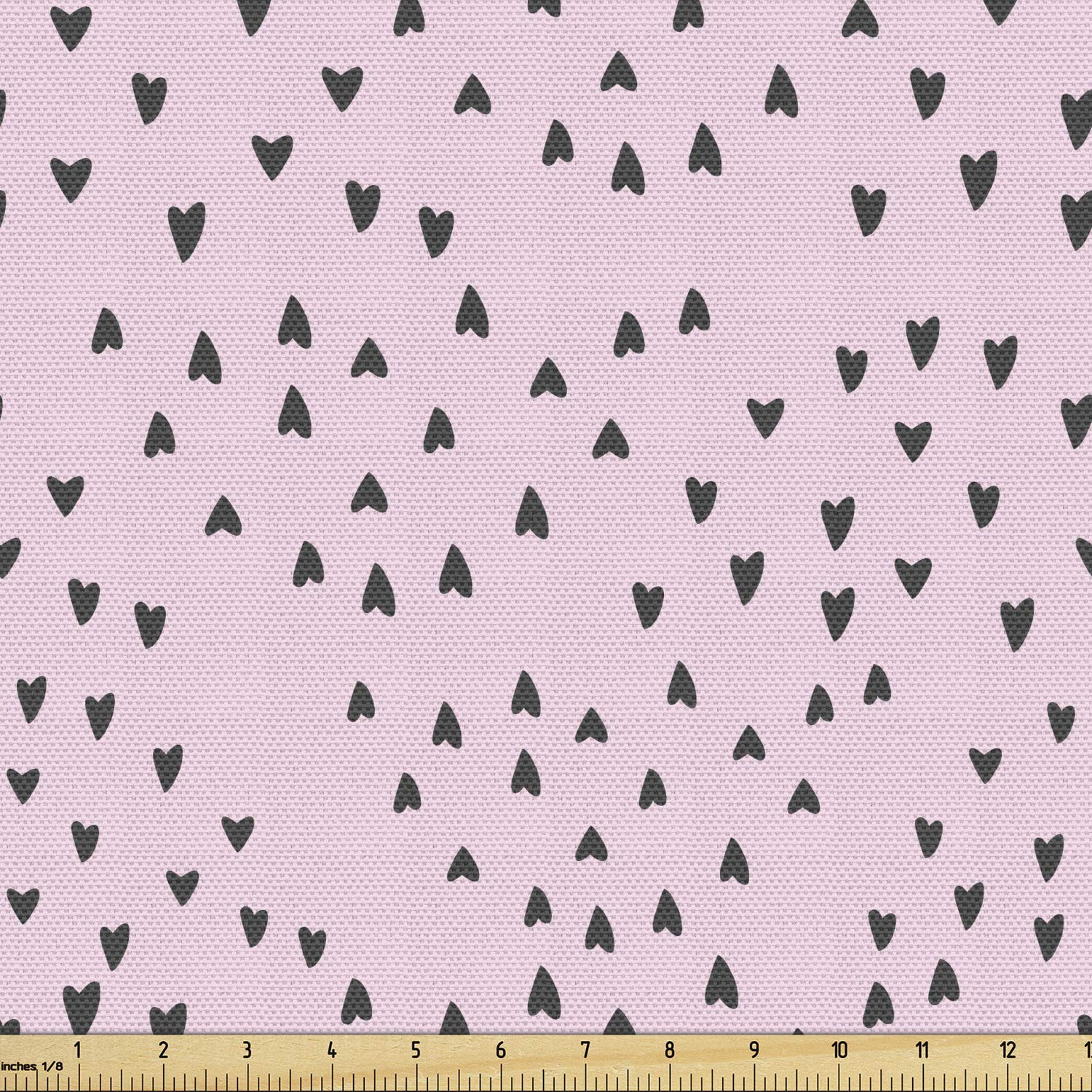 Ambesonne Valentine's Day Heart Fabric by The Yard - Romantic Simplistic Pattern for Upholstery, Home Decor & DIY Crafts - 10 Yards Pale Pink & Dark Taupe - Perfect for Throw Pillows, Table Runners & Bedding Accents