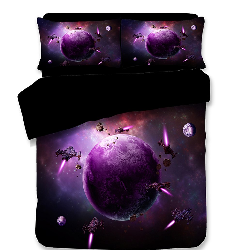 Ailancos Planet Series Duvet Cover Set 3pcs - Kids Cartoon Anime Bedding Set with Full Print - Perfect for Children's Room Decor & Space Themed Bedrooms