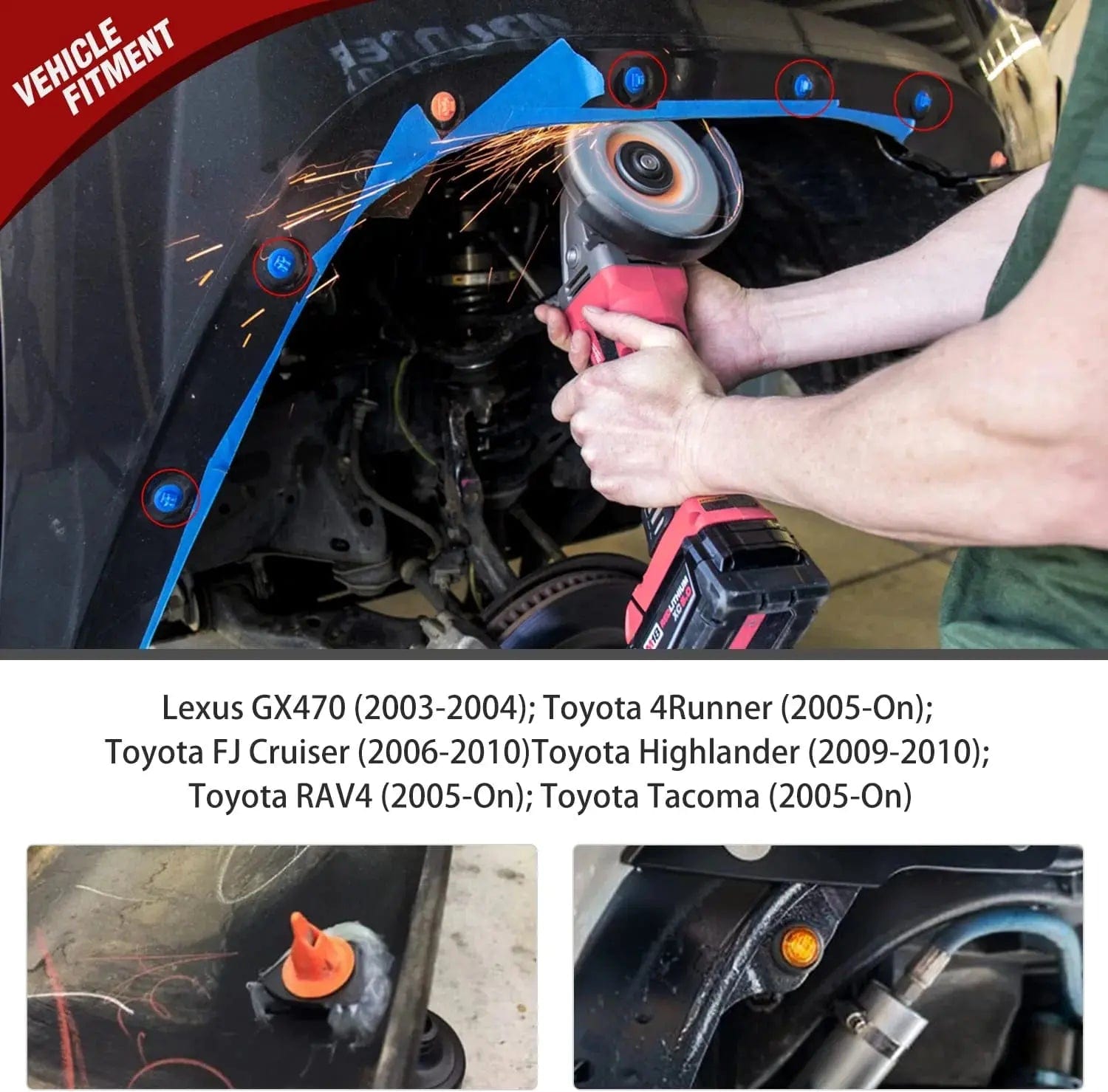 100 Pcs 7.5mm & 8mm Rocker Moulding Clips & Wheel Flare Moulding Clips with Sealer - Compatible with Toyota 75495, 35010, 75397 - Perfect for Car Body Panel Repair and Trim Replacement