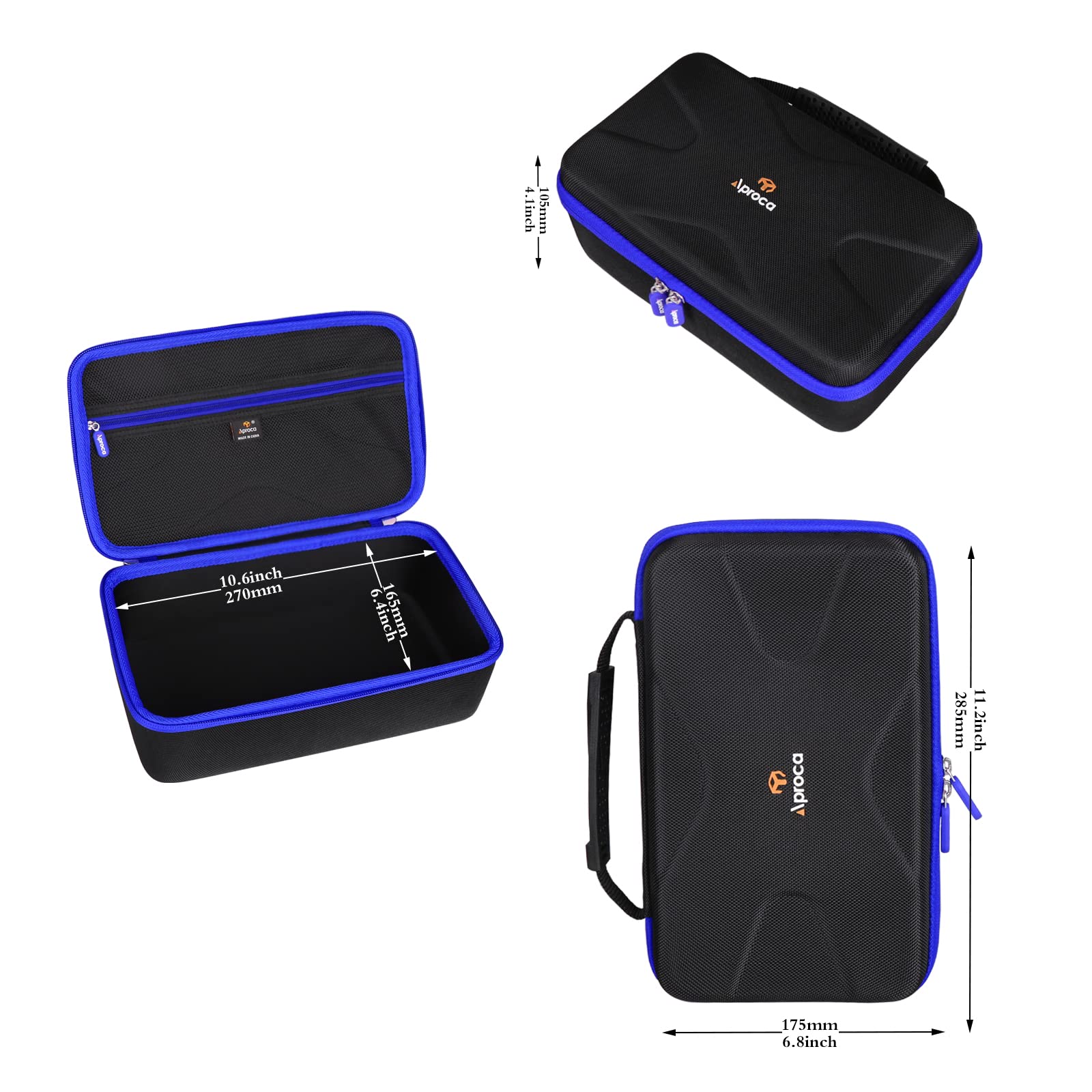 Aproca Hard Storage Travel Case for AstroAI Air Compressor Tire Inflator - Portable Air Pump Protective Carrying Bag with Blue Zipper - Perfect for Road Trips, Camping & Emergency Car Maintenance
