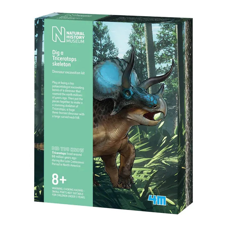 Natural History Museum Dig a Triceratops Skeleton - Dinosaur Fossil Excavation Kit for Kids STEM Learning & Paleontology Fun | Perfect for Science Projects & Educational Play