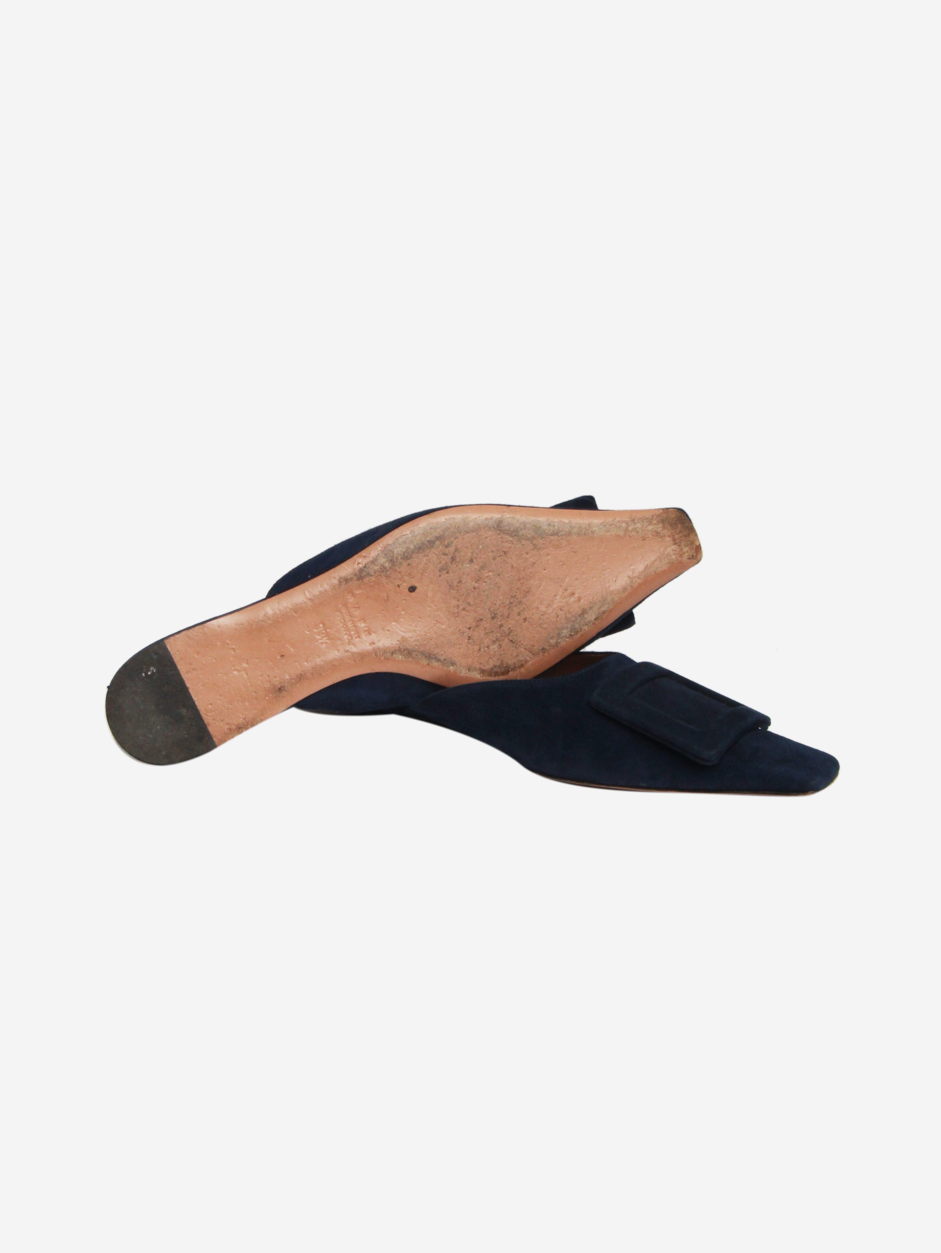 Blue Suede Square Toe Flats Women's Size EU 39.5 (US 9) - Comfortable Casual Shoes for Work, Office & Everyday Wear