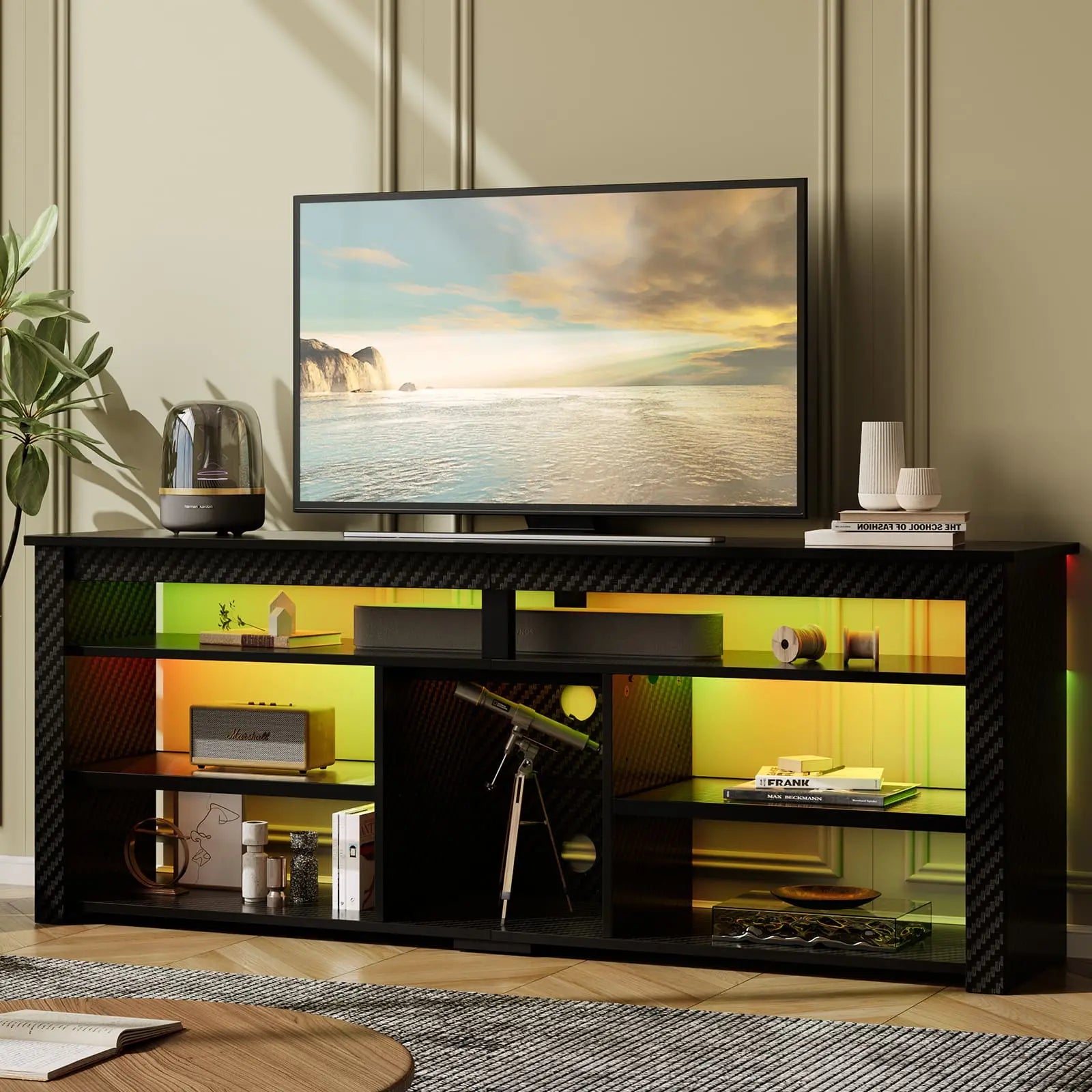 Bestier 70 Inch TV Stand with Storage - Modern Tall Entertainment Center for Living Room, Bedroom & Home Theater | Sturdy & Spacious Media Console for TVs up to 70