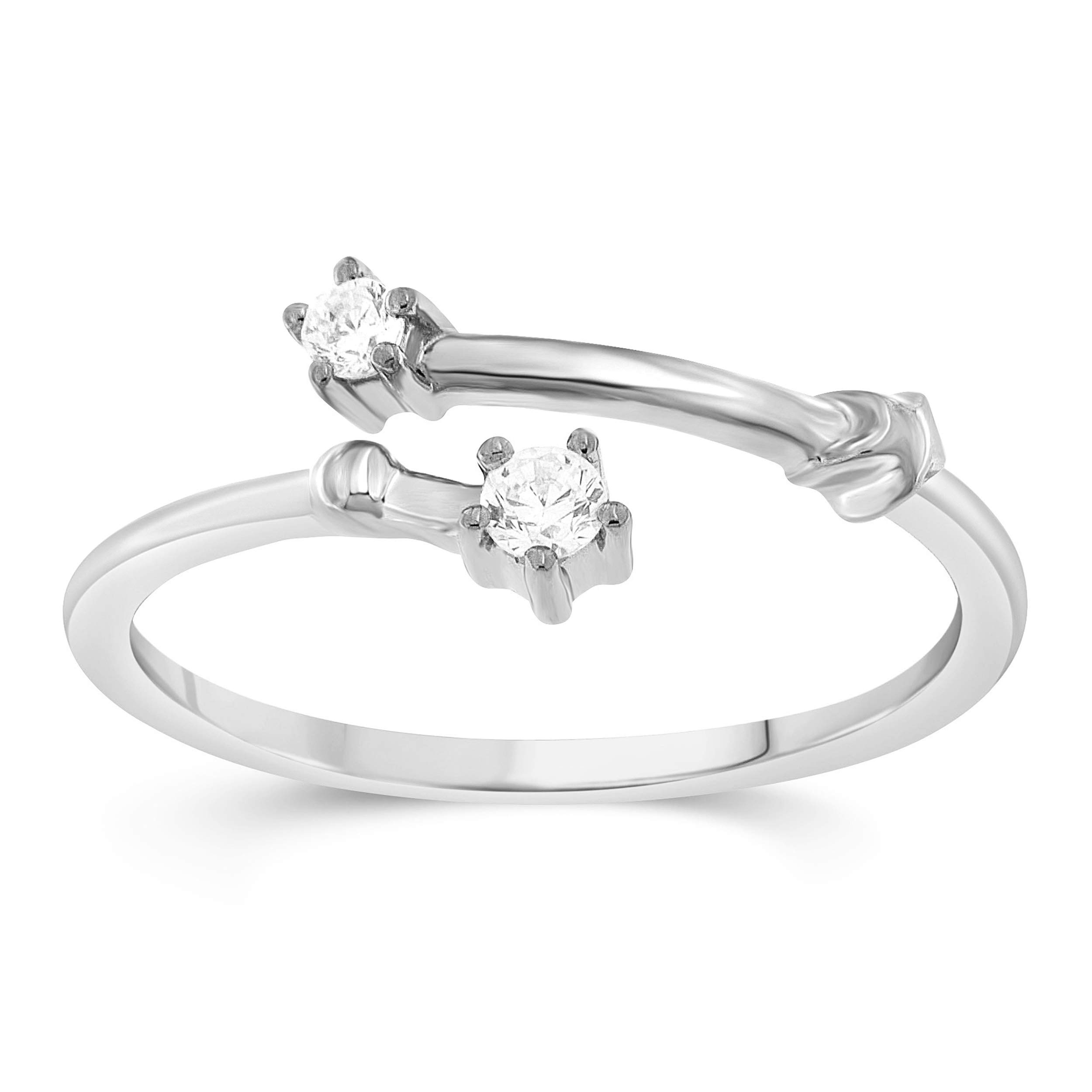 NATALIA DRAKE 1/10 Cttw Diamond Celestial Star Horoscope Astrology Zodiac Ring for Women - 925 Sterling Silver, H-I Color, I1-I2 Clarity - Perfect for Birthday Gifts, Anniversary Presents & Astrology Lovers