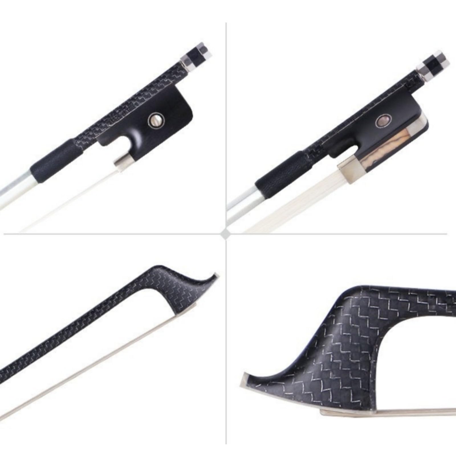 Premium 4/4 Full Size Carbon Fiber Cello Bow with Ebony Frog & Natural Horsehair - Professional & Student Use for Concerts, Practice & Performances