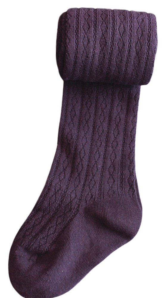 Little Girls' Solid Knitted Cotton Footed Tights - Warm Winter Leggings & Stockings for Playtime, School & Family Outings