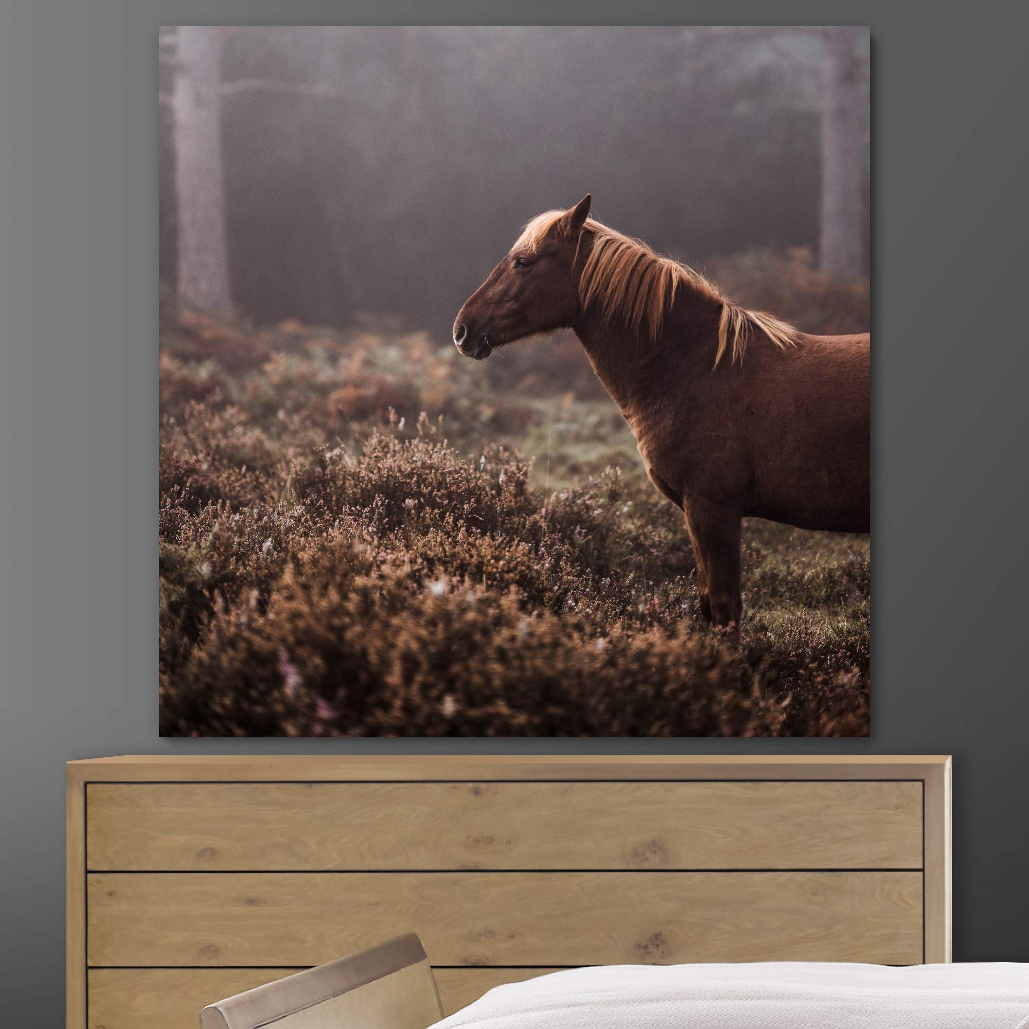 Premium Horse IV Animals Farmhouse Wall Art Print - 16x16 Inch Country Style Photography for Living Room & Bedroom Decor - Ready to Hang - Perfect for Western, Equestrian & Ranch Home Decor