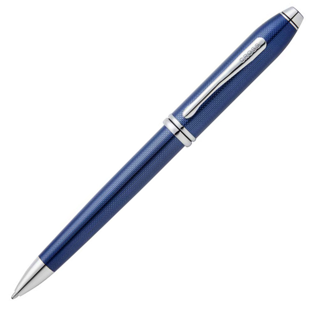 Cross Townsend Polished Translucent Cobalt Blue Ballpoint Pen with Engraved Diamond Pattern - Premium Writing Instrument for Office, Business Gifts & Signature Documents