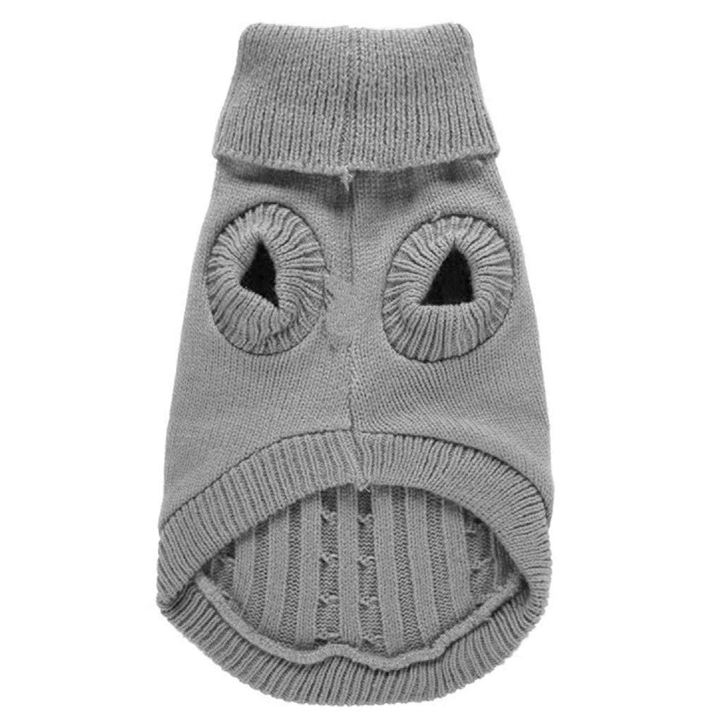 CHBORCHICEN Knitted Dog Sweater - Warm Winter Pet Clothes for Small Dogs & Cats (Grey) - Perfect for Indoor & Outdoor Use