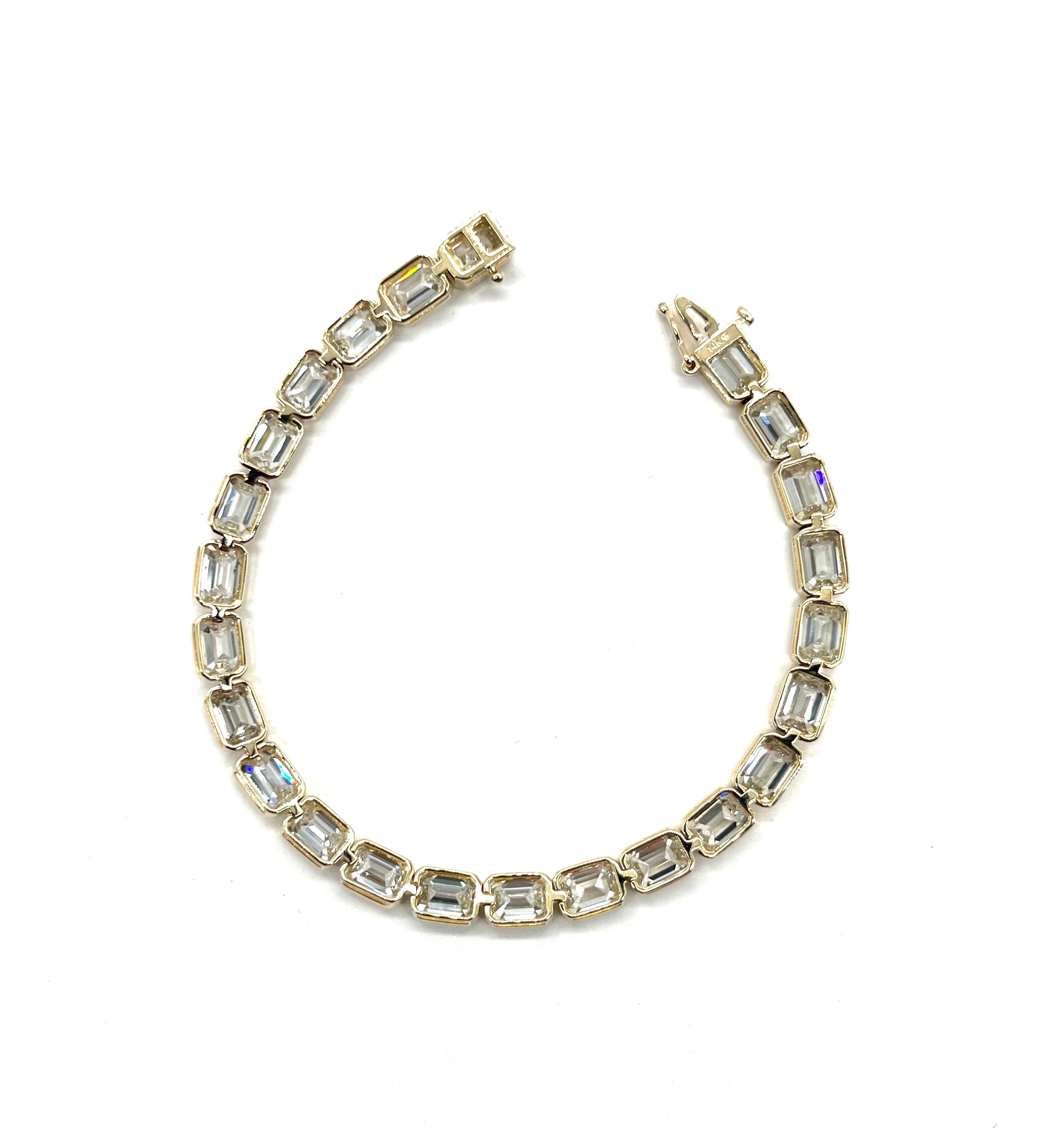 22ctw Lab Grown Emerald Cut Bezel Set Diamond Bracelet for Women - Elegant Tennis Bracelet for Wedding, Anniversary & Special Occasions