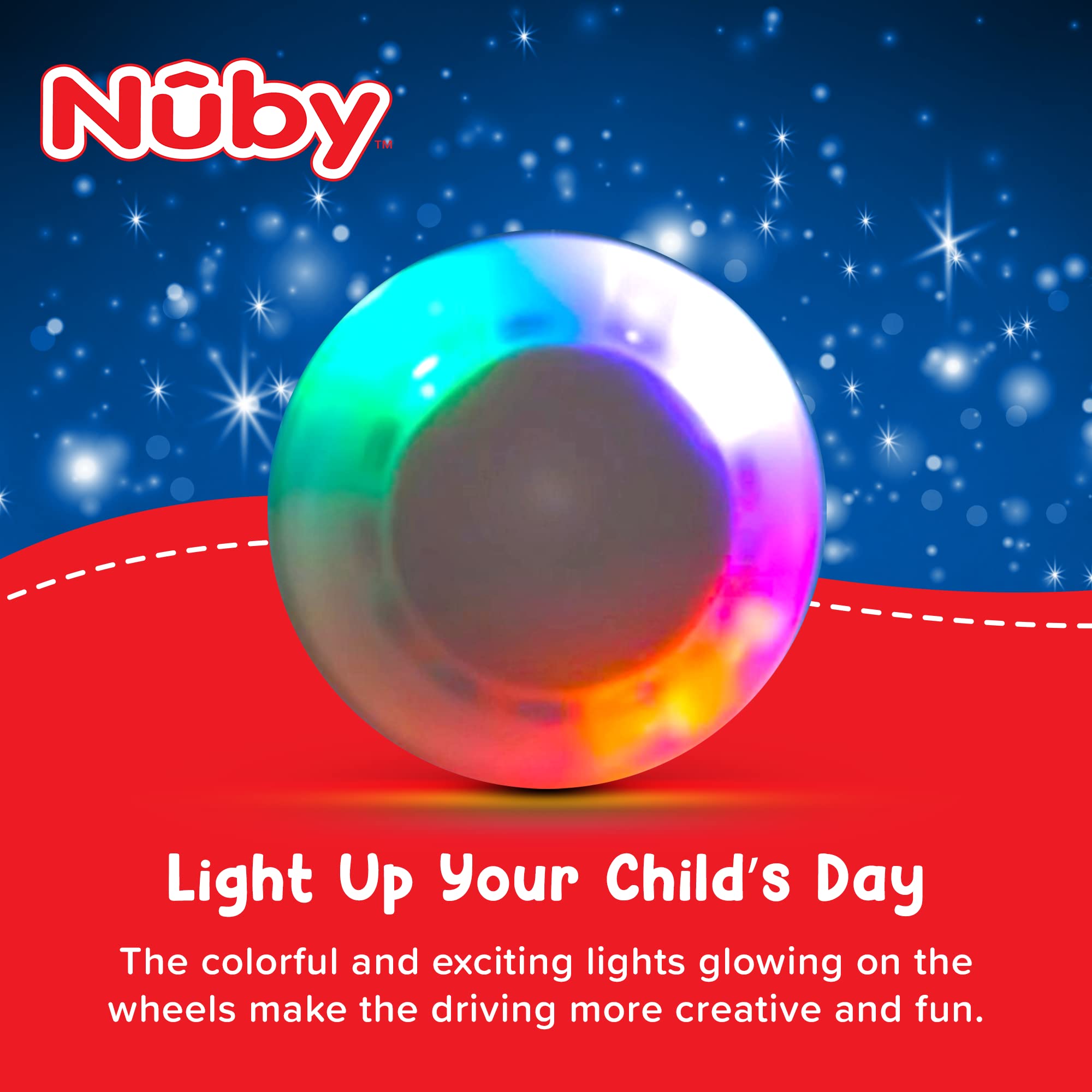 **Nuby Twist N Ride Classic Ride-On Car for Toddlers - Interactive Light-Up Scooter with Realistic Front & Back Lights & Music - Fun Riding Toy for Kids Ages 3+ (Red & Grey) - Perfect for Indoor Play, Outdoor Adventures & Birthday Gifts**