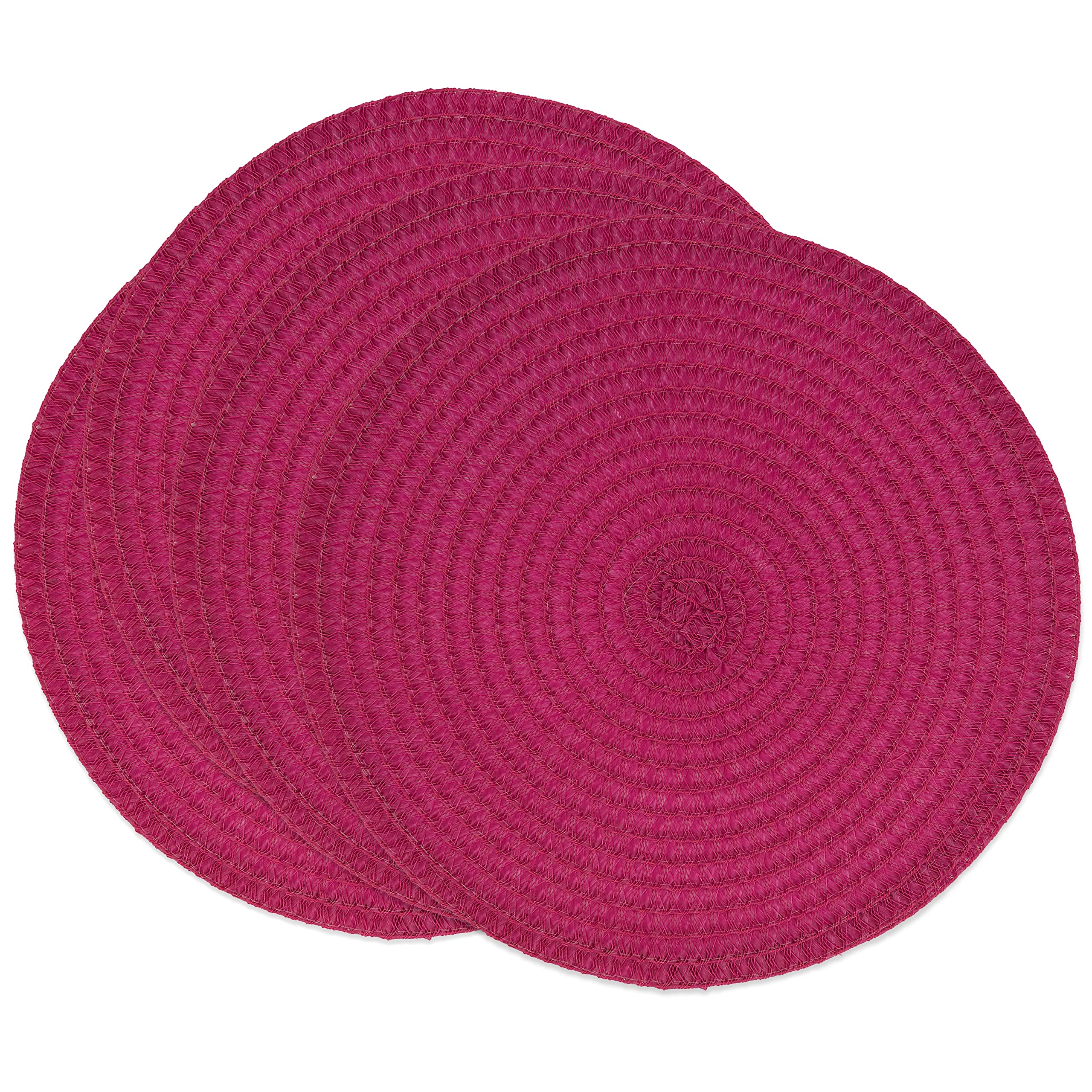 Round Non-Slip Placemats Set of 4 - Fuchsia Pink Table Mats for Dining, Kitchen, Party & Home Decor