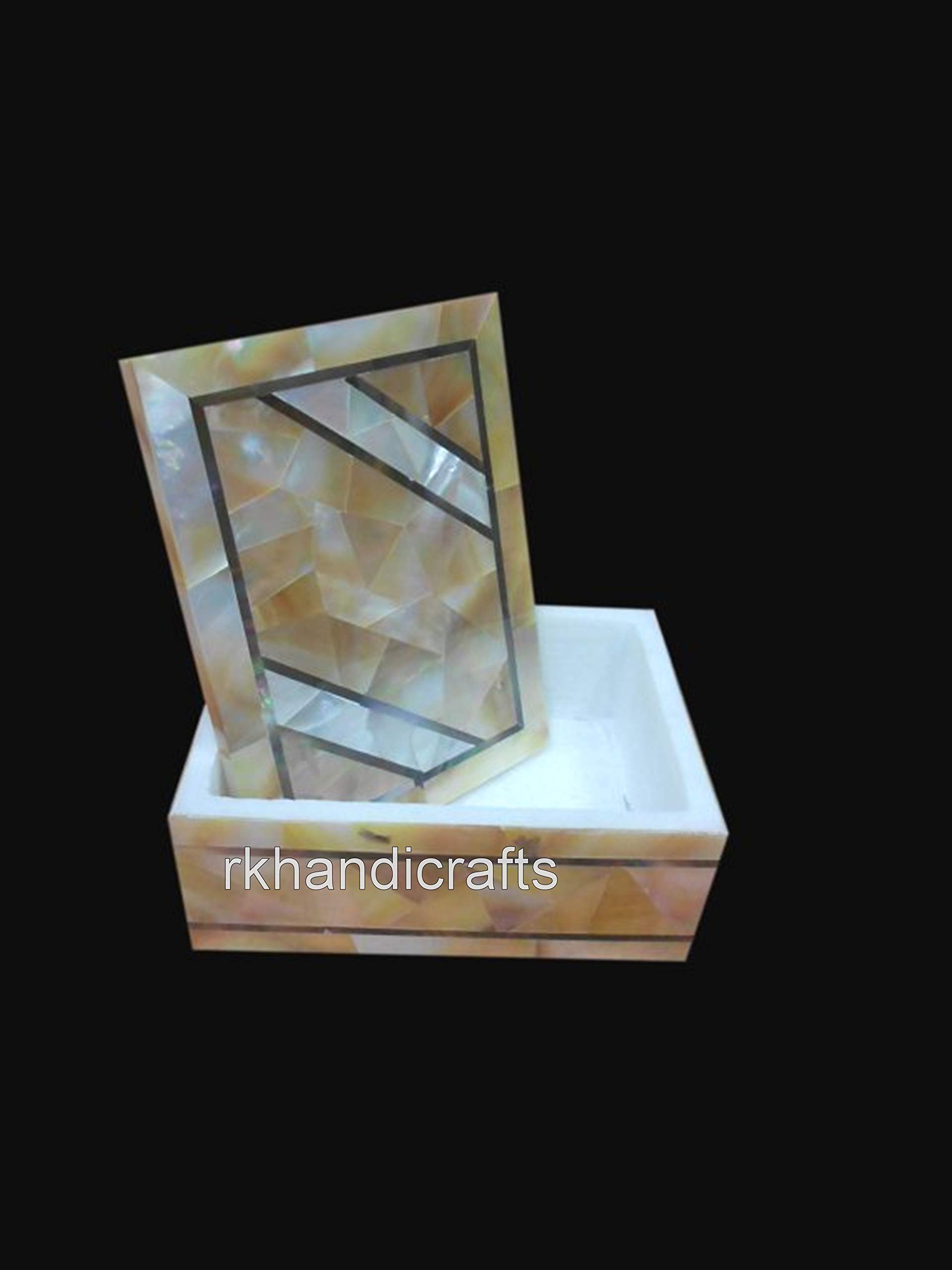 Elegant White Marble Jewelry Box with Mother of Pearl Inlay - Perfect for Storing Anklets, Rings & Necklaces | Luxury Gift Box for Women