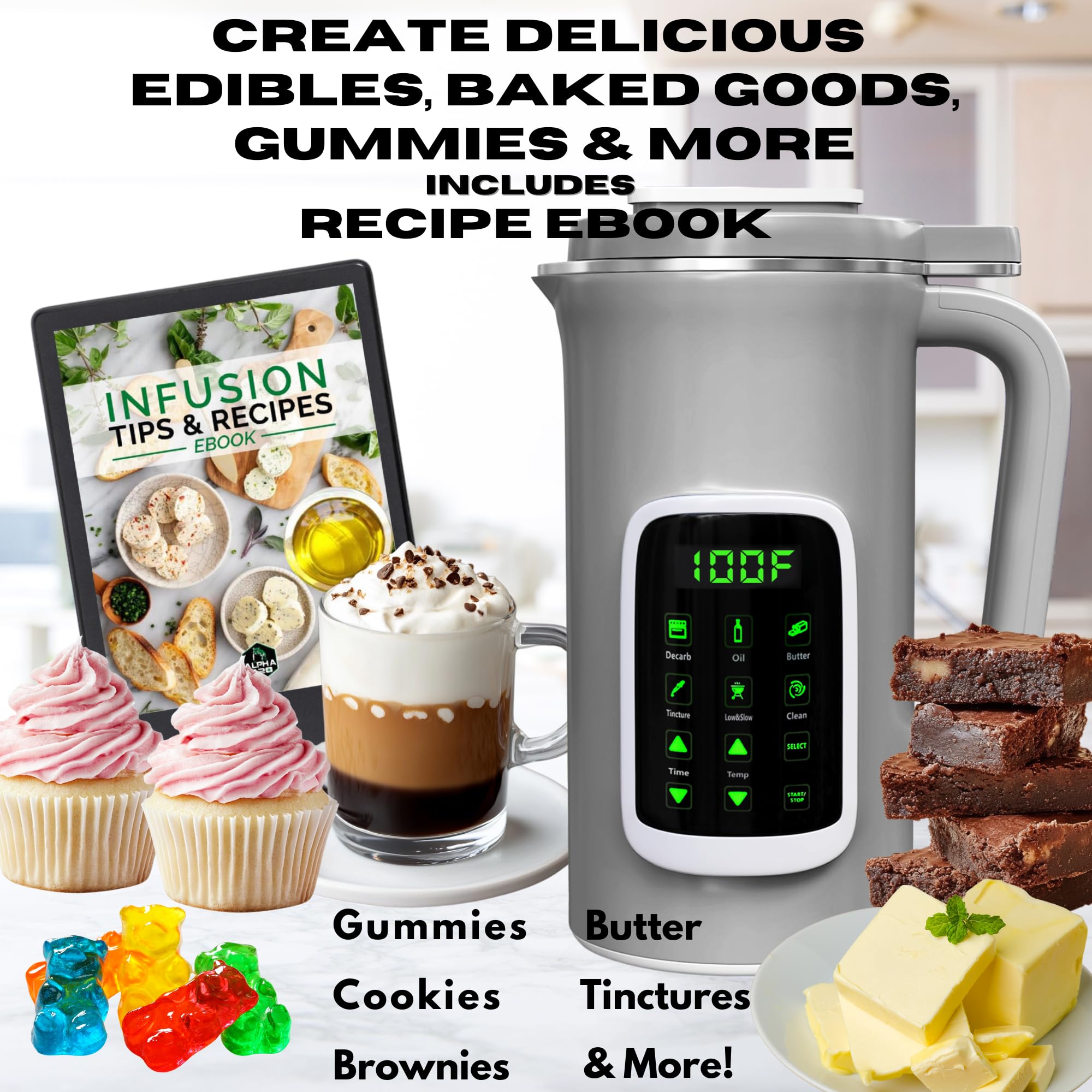 EdiWhip 2.0 - 2-in-1 Decarboxylator and Infuser Machine for Making Cannabis Butter, Oil, Tinctures & Gummies | 6 Presets, Adjustable Temp & Timer, Mess-Free Design | Perfect for Home Cooking, Baking & DIY Edibles
