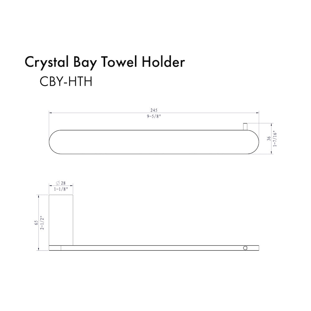ZLINE Crystal Bay Wall Mounted Towel Holder in Polished Gold - Modern Bathroom Accessory for Bath, Shower & Spa Decor (CBY HTH PG)