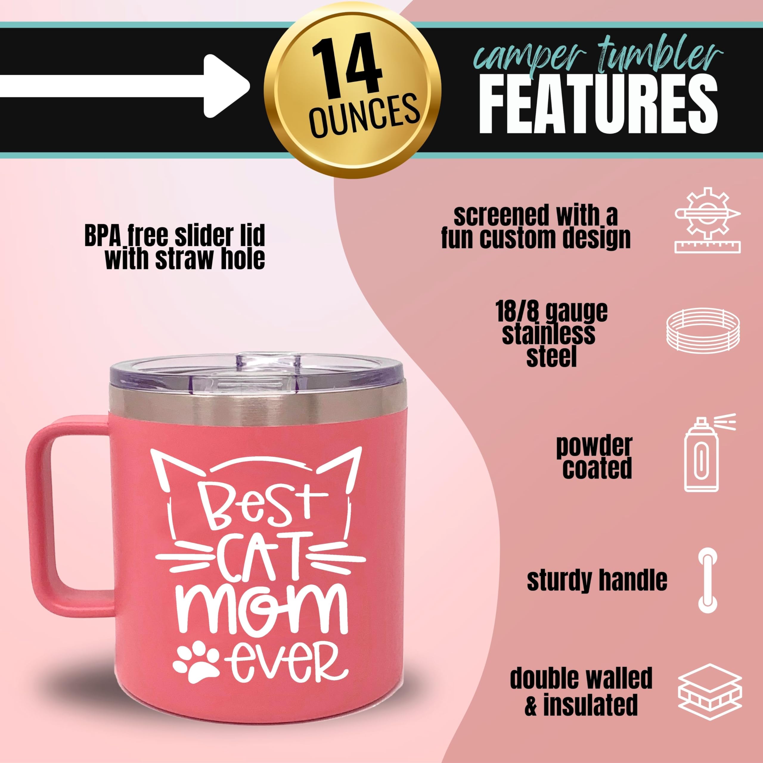 Funny Cat Mom Mug - Best Cat Lover Gifts for Women - Cute Cat Themed Coffee Cups for Crazy Cat Ladies - Perfect Christmas, Birthday & Mother's Day Presents - Great for Coffee Breaks & Cat Lover Gift Giving