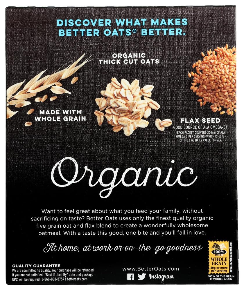 Better Oats Bare Instant Oatmeal - 8 Pack (6x11.8 OZ) - Healthy Breakfast, Quick Snack for Busy Mornings & Office
