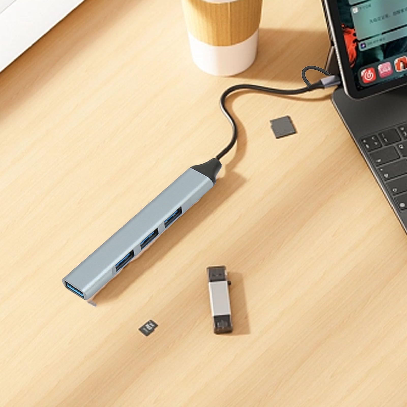 4-in-1 USB C Hub with 5Gbps High Speed - Aluminum Alloy Type C Docking Station for MacBook/Windows - Compatible with Keyboard, Mouse, Flash Drive & Printer - Perfect for Office, Travel & Home Workspaces